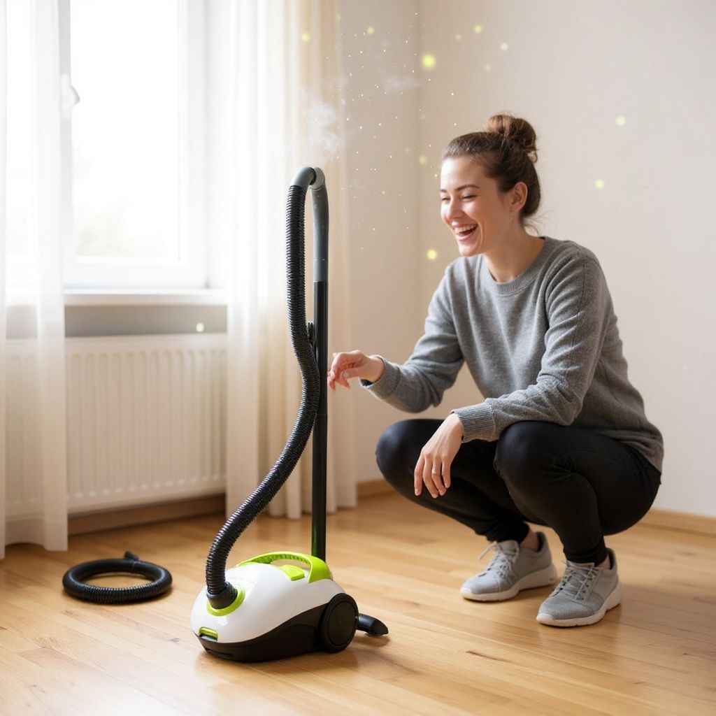 Aspirator cu sac Hausberg HB-2080VR, 700W, Capacitate 1.5L, Alb/Verde
