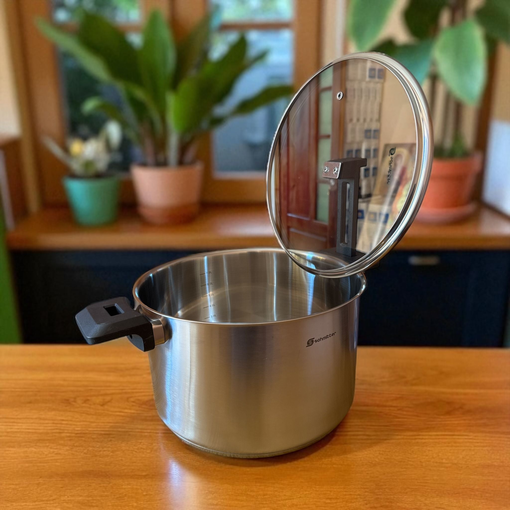 Oală Mare din Inox Schmitter – 8 Litri, Fund 5 Straturi pentru Gătit Uniform