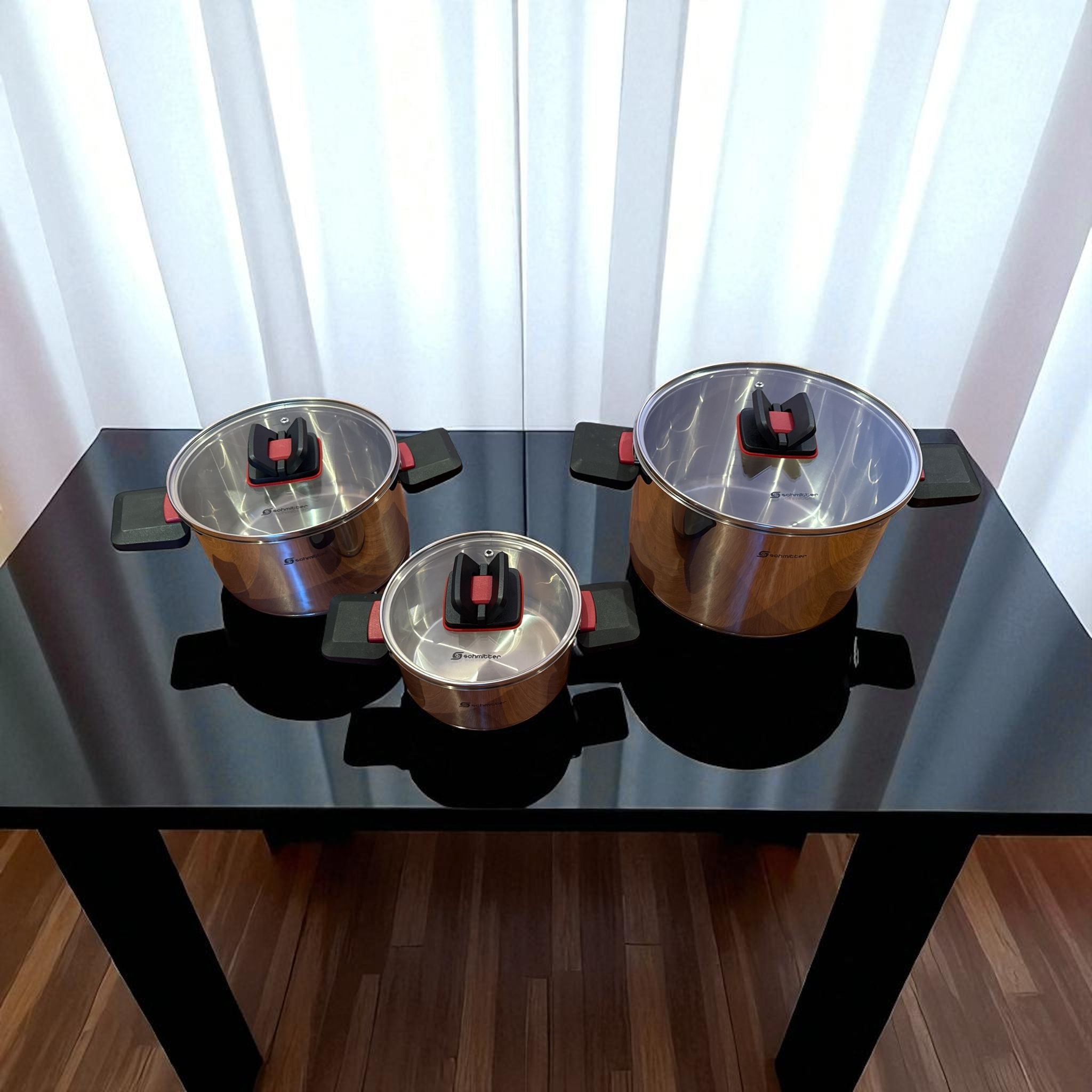 Set 3 Oale Inox Schmitter – Fund Termoradiant, Mânere Pliabile – OFERTĂ LIMITATĂ -38%