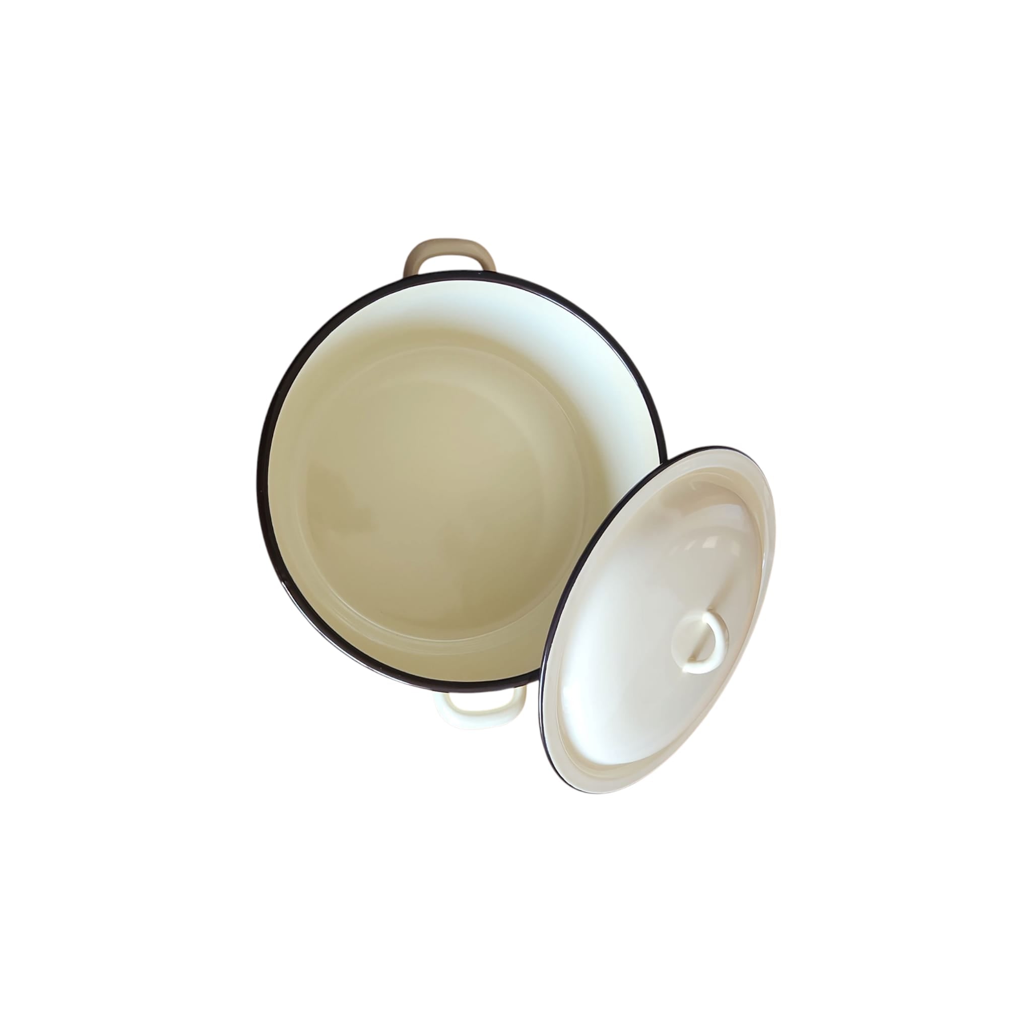 Cratita emailată, crem, cu capac, 30 cm, 10,5 litri