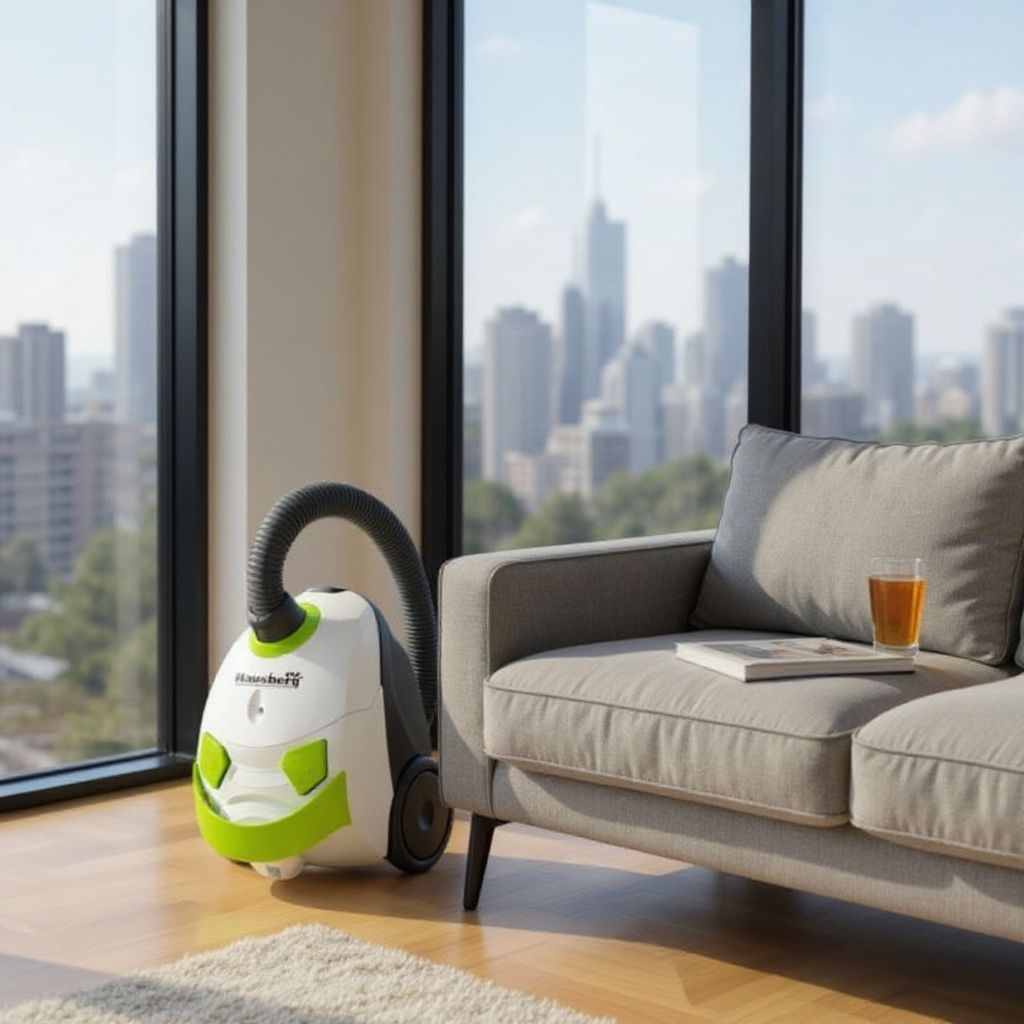 Aspirator cu sac Hausberg HB-2080VR, 700W, Capacitate 1.5L, Alb/Verde