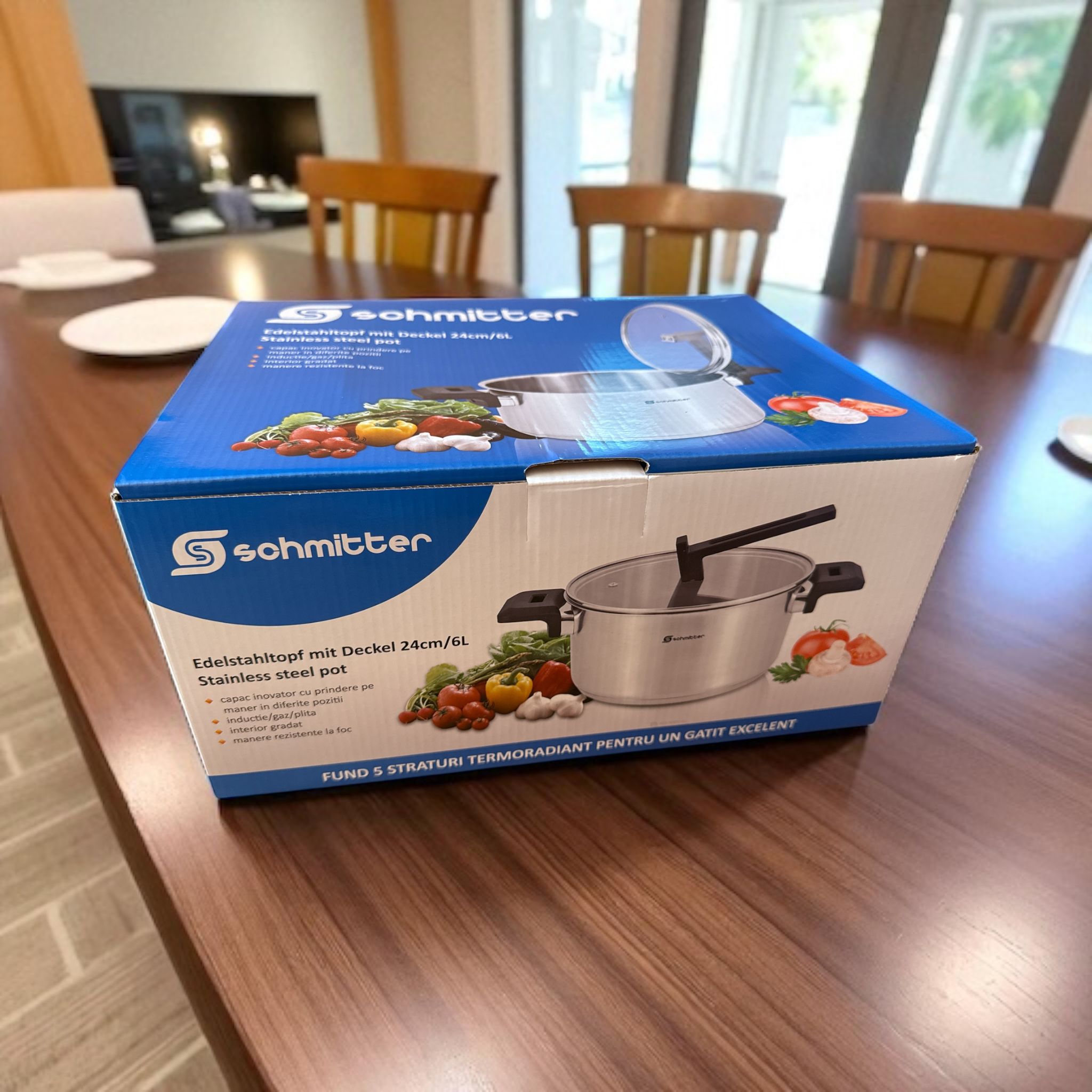 Oală Profesională Schmitter 24 cm / 6L – Capac Inovator & Design Premium