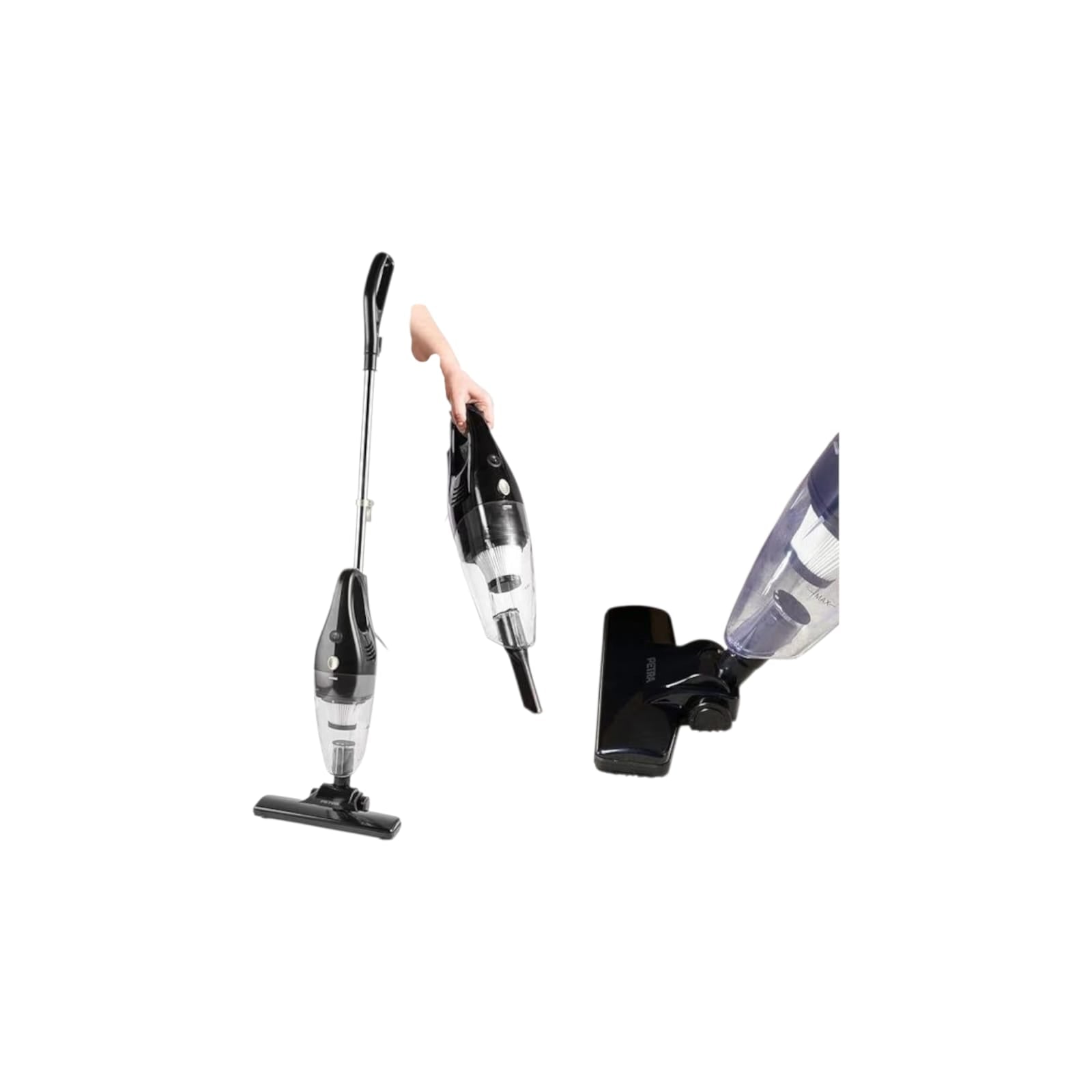 Aspirator vertical 2 in 1 HAUSBERG HB-2025NG, fara sac, aspirare uscata, filtru Hepa, 0.5 L, 600-800W, Negru