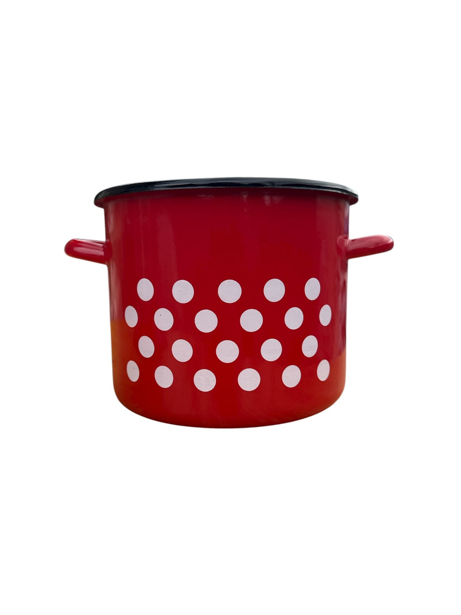 Oală emailată înaltă cu capac – roșie cu buline, Ø 19 cm, 5 L