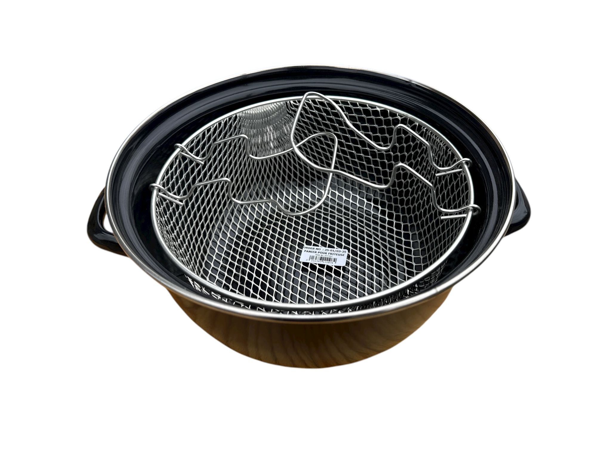 Ceaun emailat Ø24 cm, 4.5 litri, cu coș metalic – Bordură inox, pentru prăjit & fiert