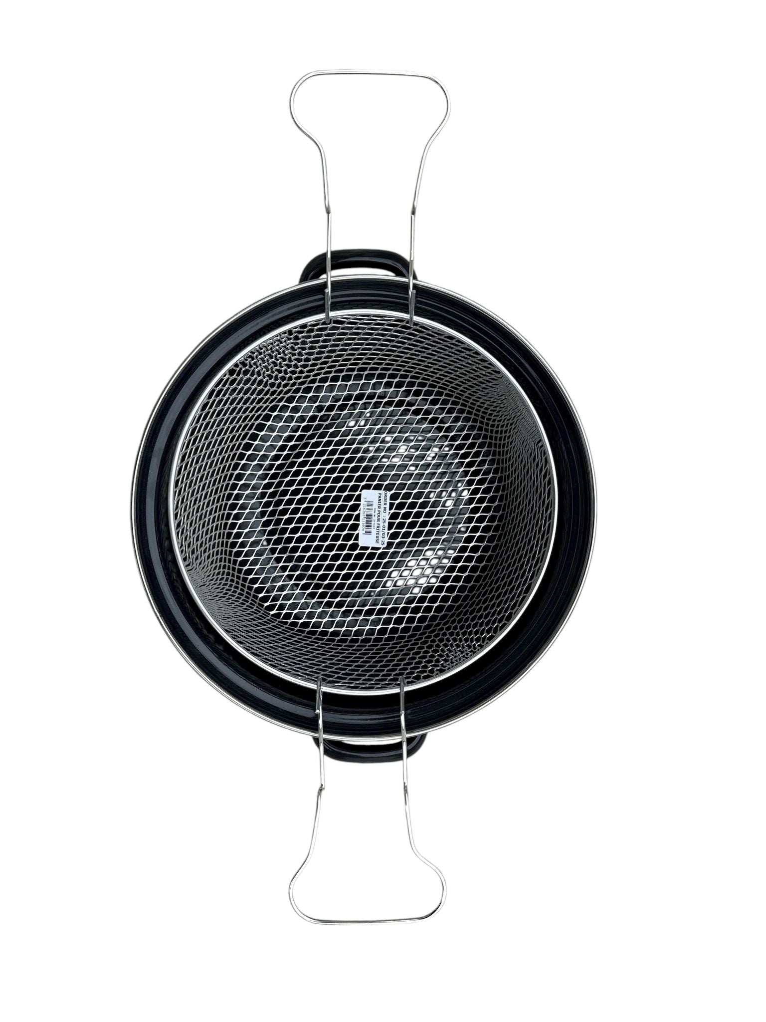 Ceaun emailat Ø24 cm, 4.5 litri, cu coș metalic – Bordură inox, pentru prăjit & fiert