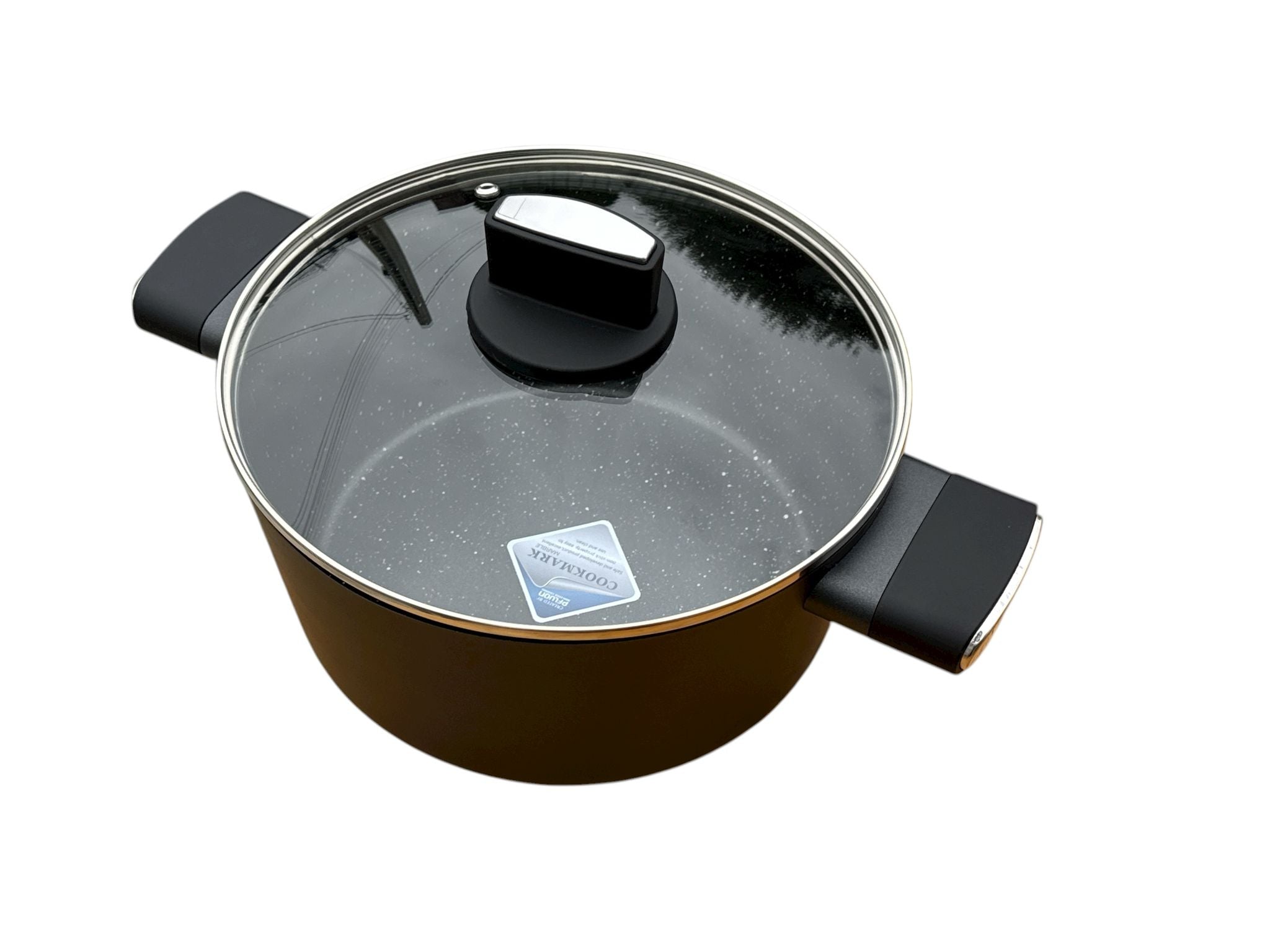 Oală Zilan 24 cm, 4.5 litri, cu capac – interior marmorat, compatibilă inducție