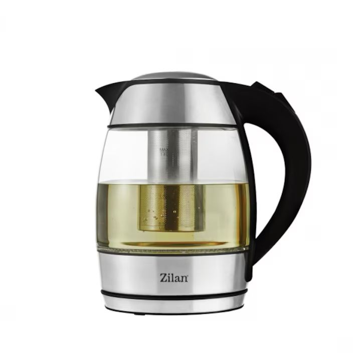 Fierbător electric Zilan ZLN-8184 – 1.8L, 2200W, din sticlă și inox, cu infuzor pentru ceai și oprire automată 🍵