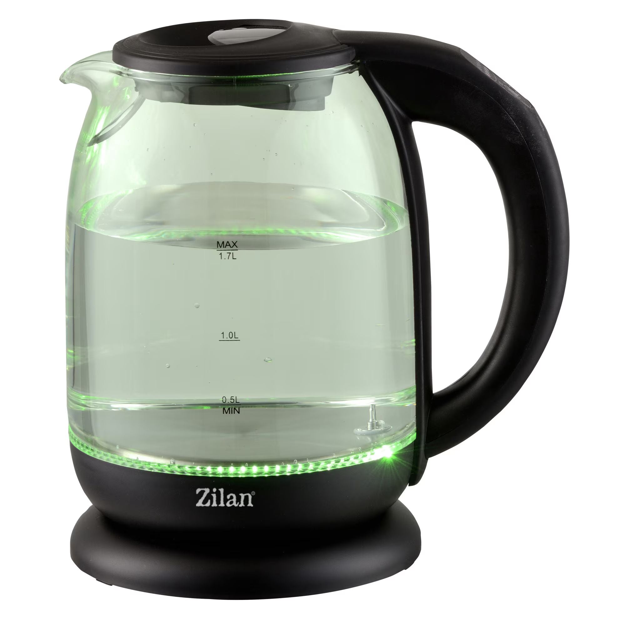 Fierbător electric Zilan ZLN-3956 – 1.7L, 2200W, sticlă termorezistentă, lumină LED colorată și oprire automată 💡