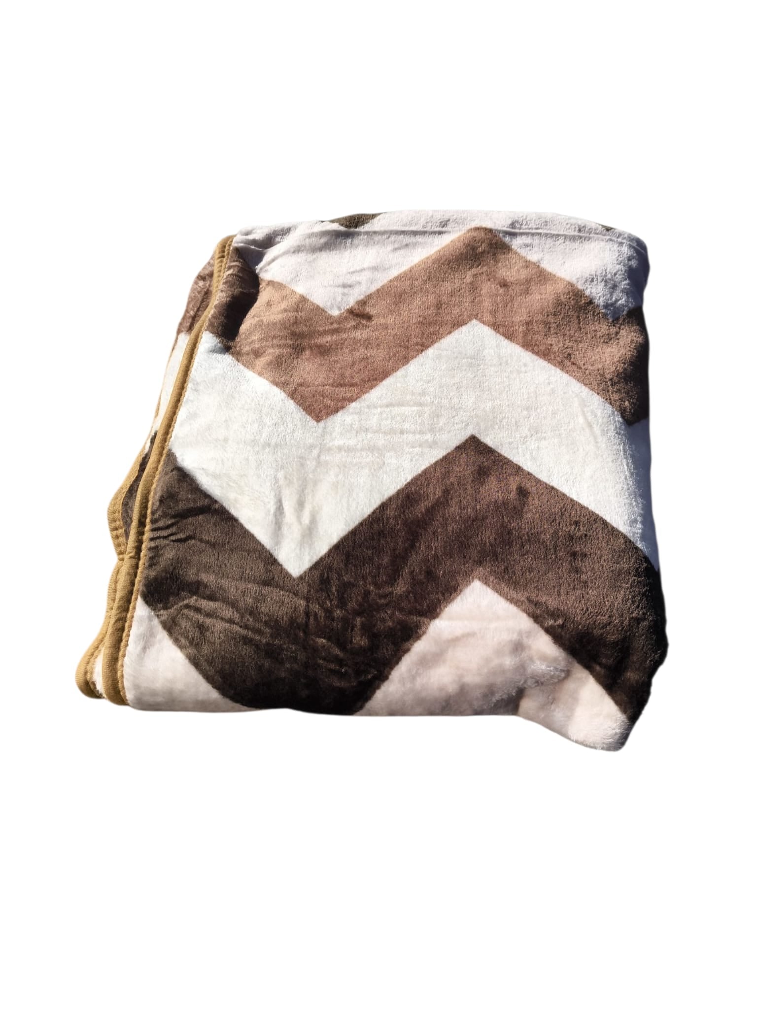 Patura Dubla Groasa 200x230 cm Model Zig-Zag Maro-Bej
