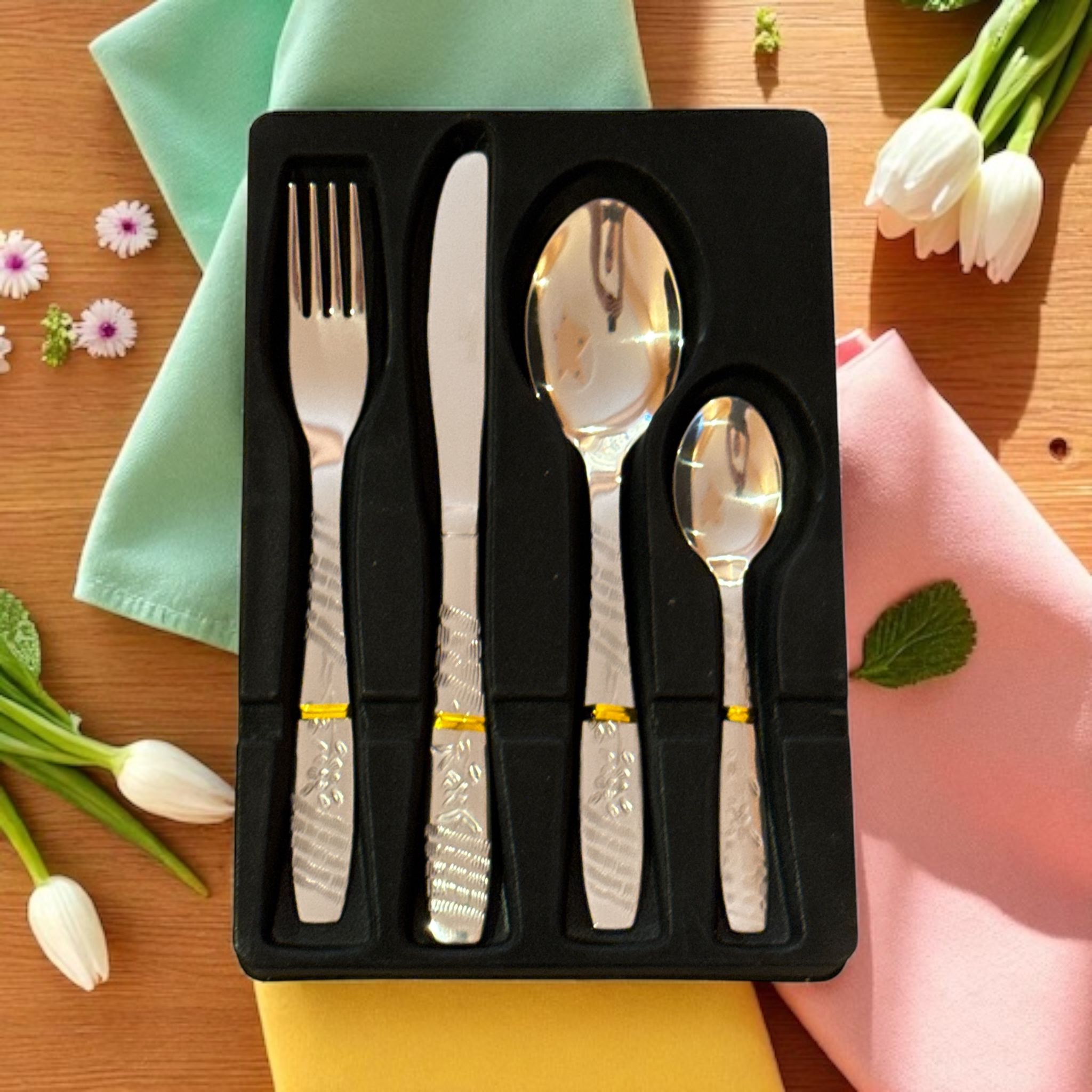 Set 24 Tacâmuri din Inox ICOS – Stil și Calitate pentru Orice Ocazie