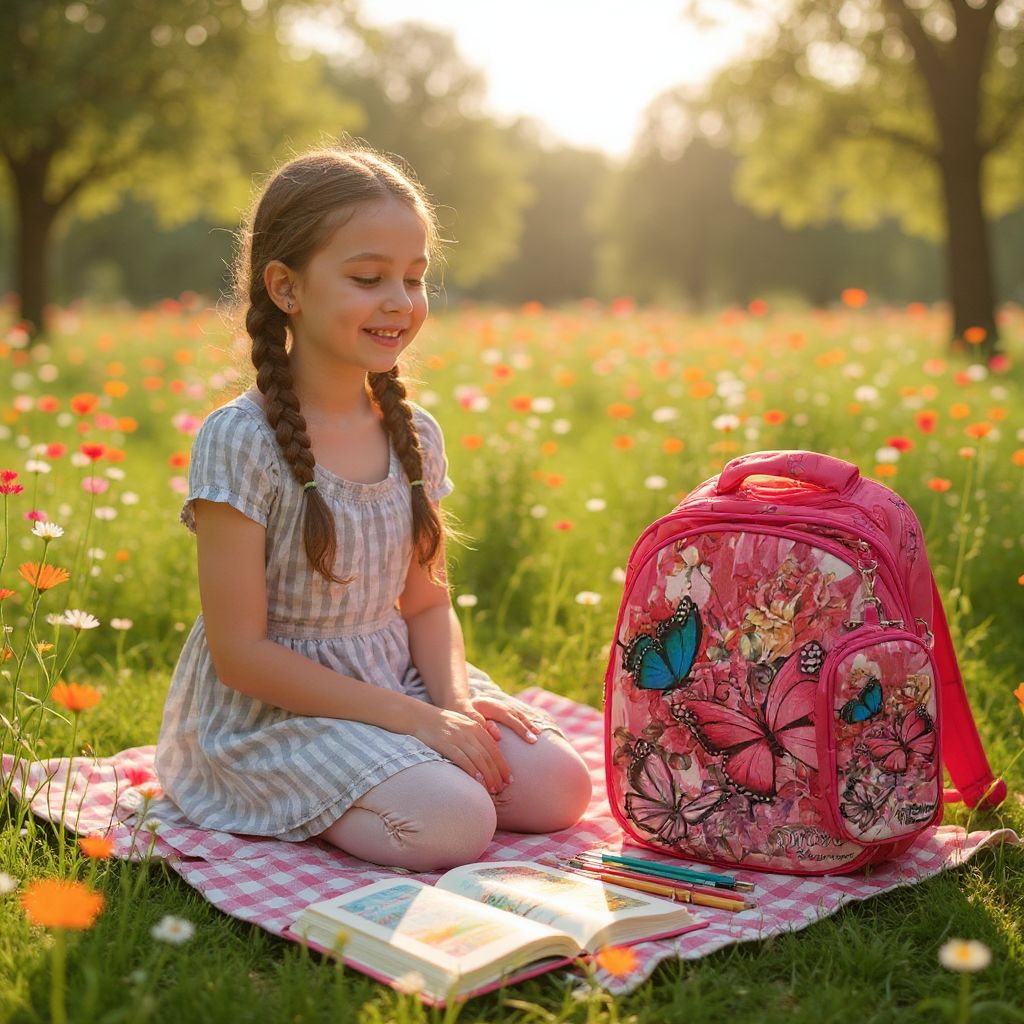 🦋 Rucsac Școlar Roz cu Fluturi – Spațios, Rezistent și Atractiv pentru Fetițe