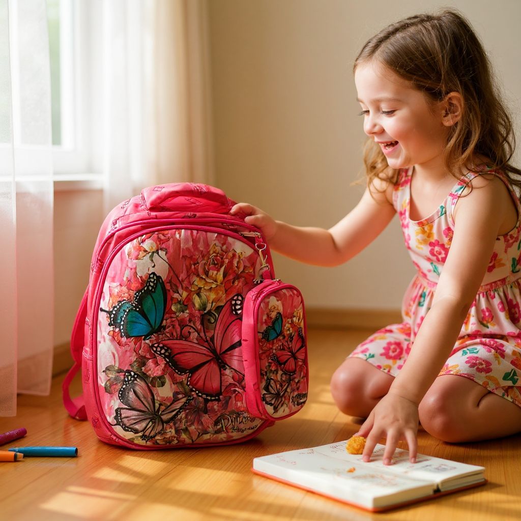 🦋 Rucsac Școlar Roz cu Fluturi – Spațios, Rezistent și Atractiv pentru Fetițe