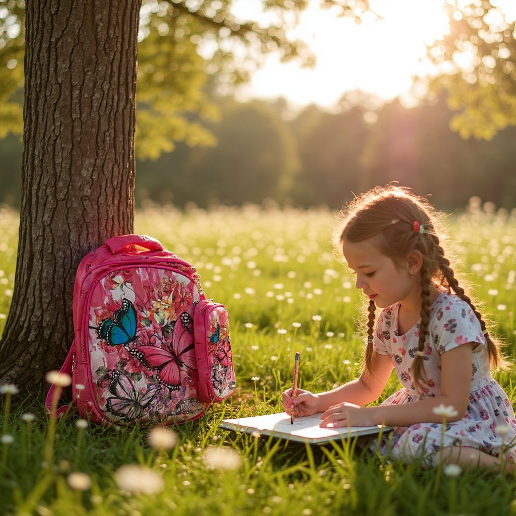 🦋 Rucsac Școlar Roz cu Fluturi – Spațios, Rezistent și Atractiv pentru Fetițe
