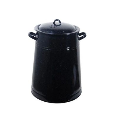 Garnita / Bidon Emailat cu Capac – Negru cu Picatele, Disponibil in 5L, 10L, 20L si 30L