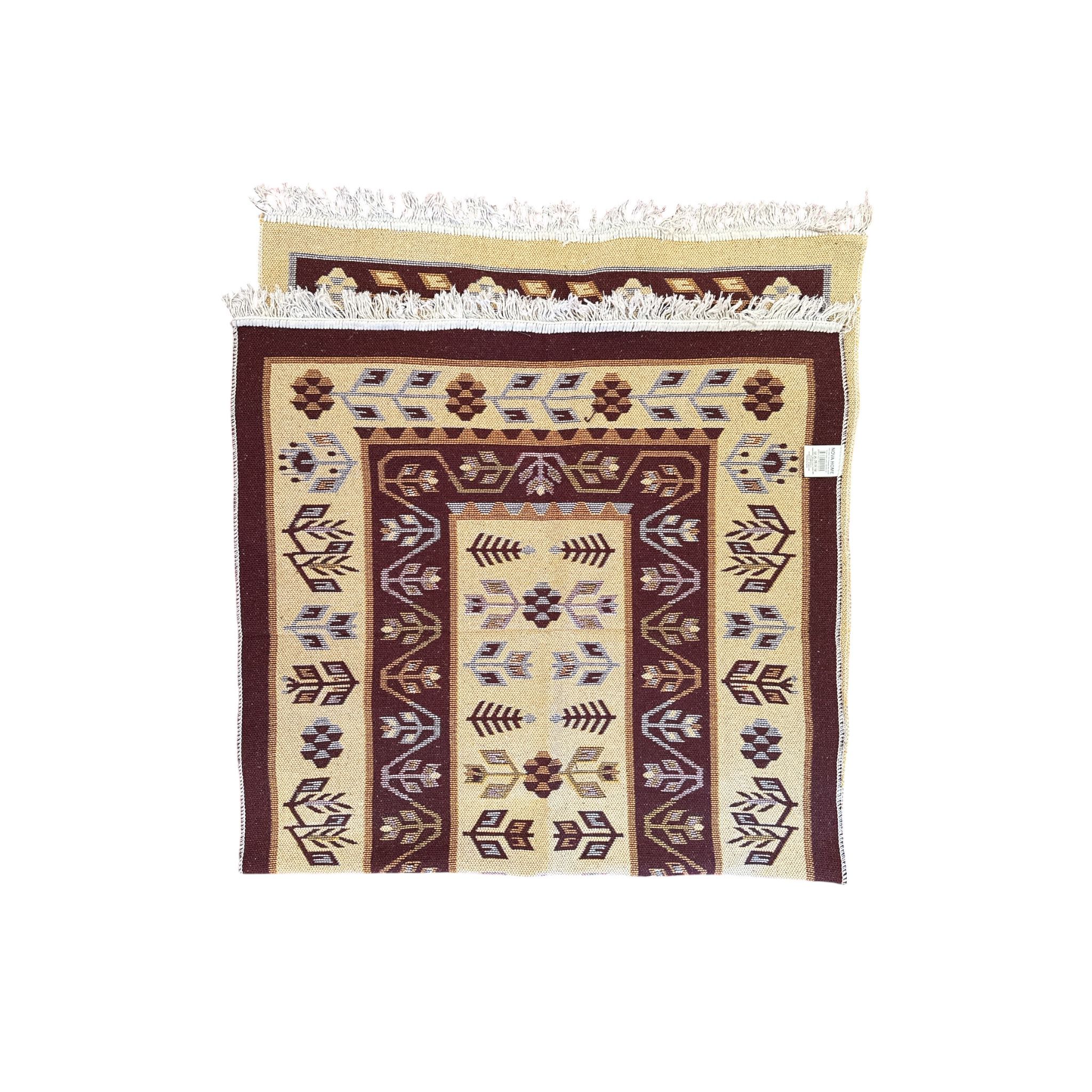 Covor tesut rustic - tradițional, calitate superioară, Maro, 200x100 cm
