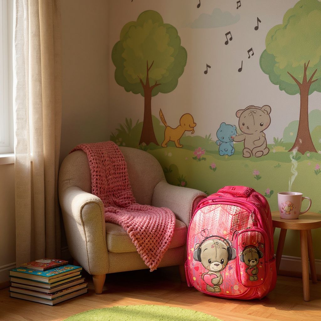 🎒 Ghiozdan Roz Copii cu Ursuleț și Inimioară – Spațios, Rezistent și Atractiv