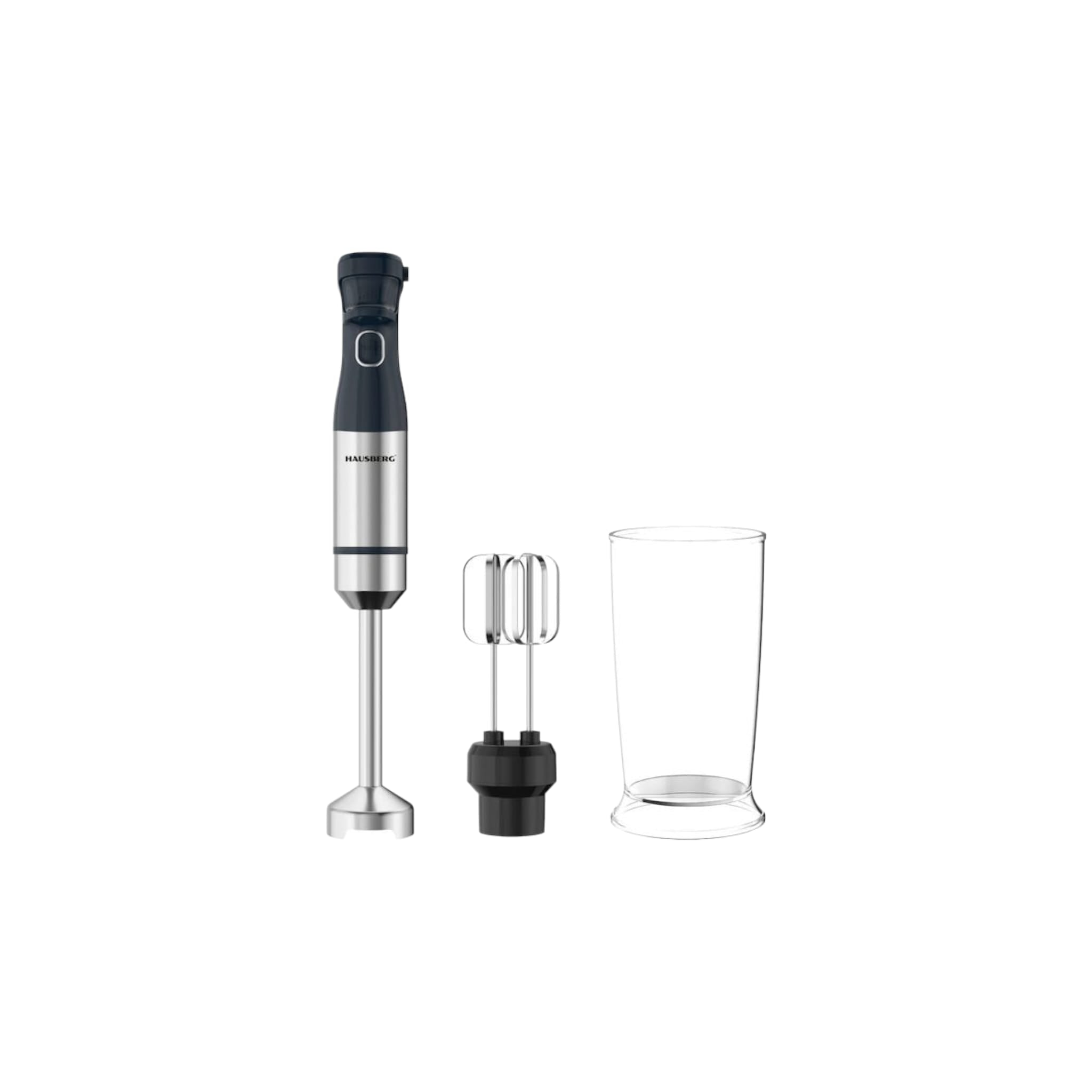 Blender 2 in 1 HAUSBERG HB-7704IN cu putere 1000W, Mixer vertical profesional, 10 trepte de viteza si functie Turbo, Capacitate pahar 700 ml, Multifunctional, Negru