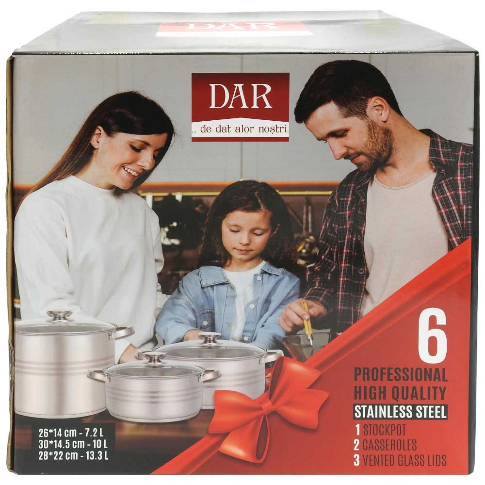 🍲 Set oale din inox DAR 6 piese – 3 capace sticlă, 7.2L / 10L / 13.3L – calitate profesională, design elegant 🌟