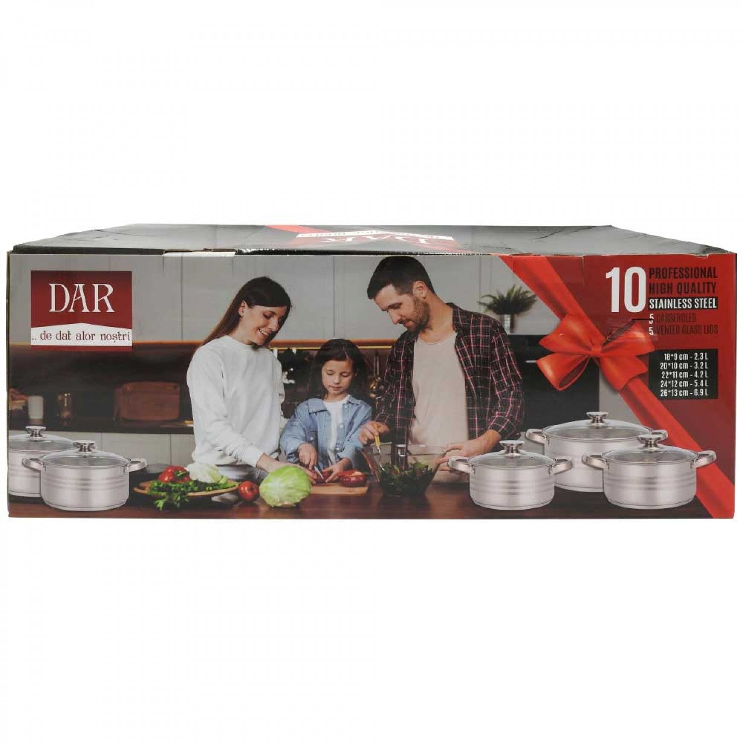 🍲 Set oale din inox DAR 10 piese – 5 cratițe cu capace din sticlă, calitate profesională, design elegant 🌟