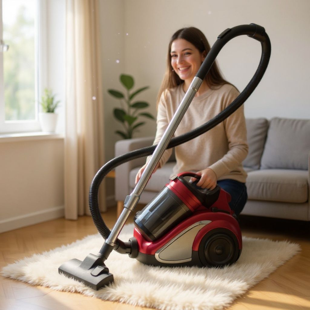 Aspirator fara sac Hausberg HB-2820RS, 2400 W, 4.5 litri, 85dB, filtru lavabil, sistem multi-ciclon, Negru/Rosu