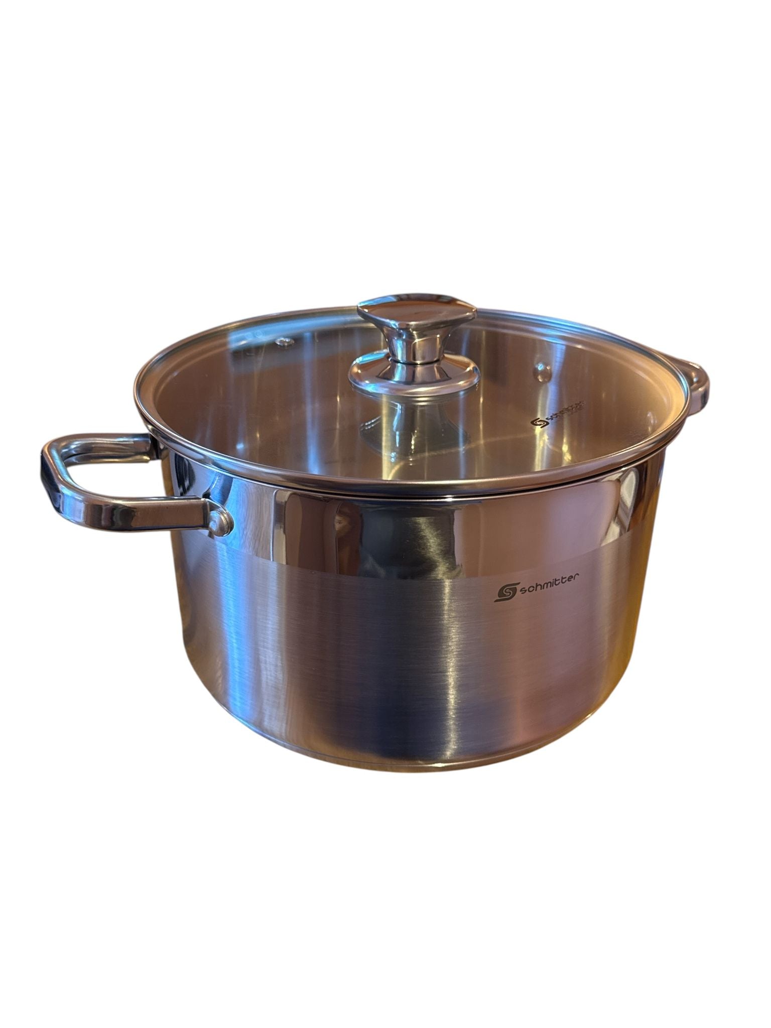 Oală Premium Inox Schmitter 24 cm – 6L, Fund Termoradiant, Capac Sticlă Termorezistentă