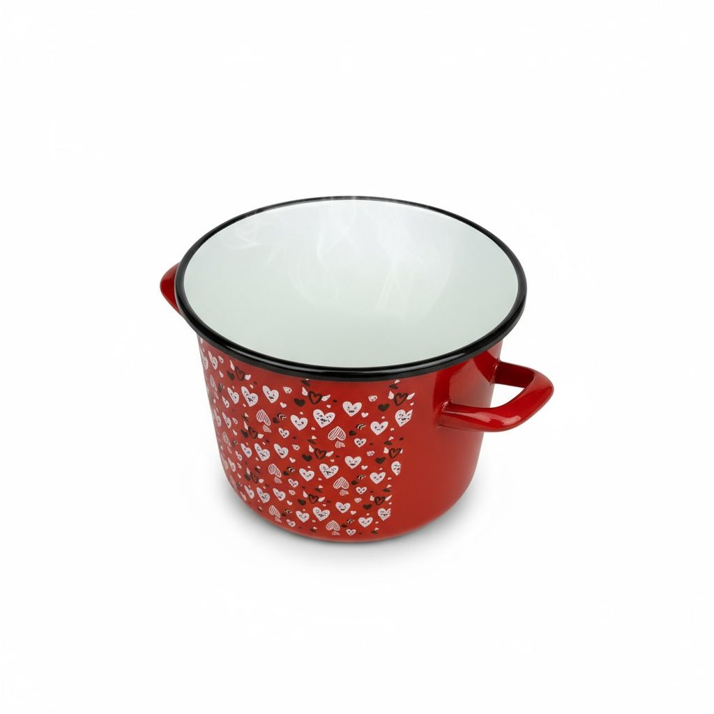 Oală emailată cilindrică cu capac – Hearts, Ø 23 cm, 7 L