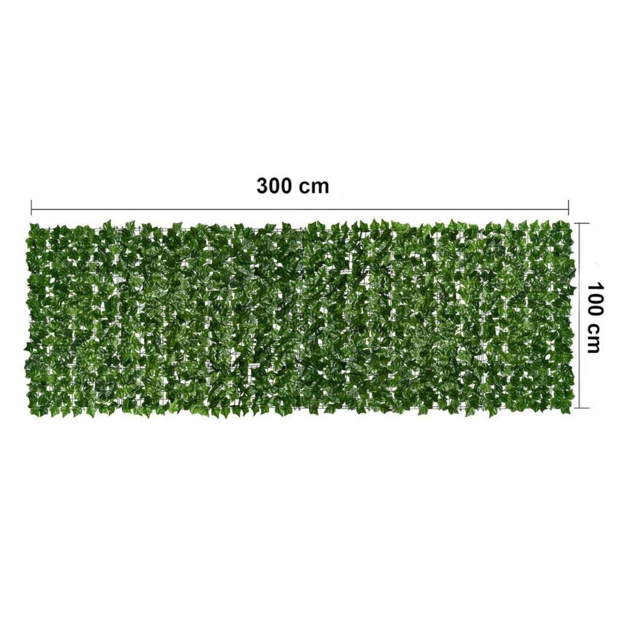 Gard artificial verde cu frunze, 300x100 cm