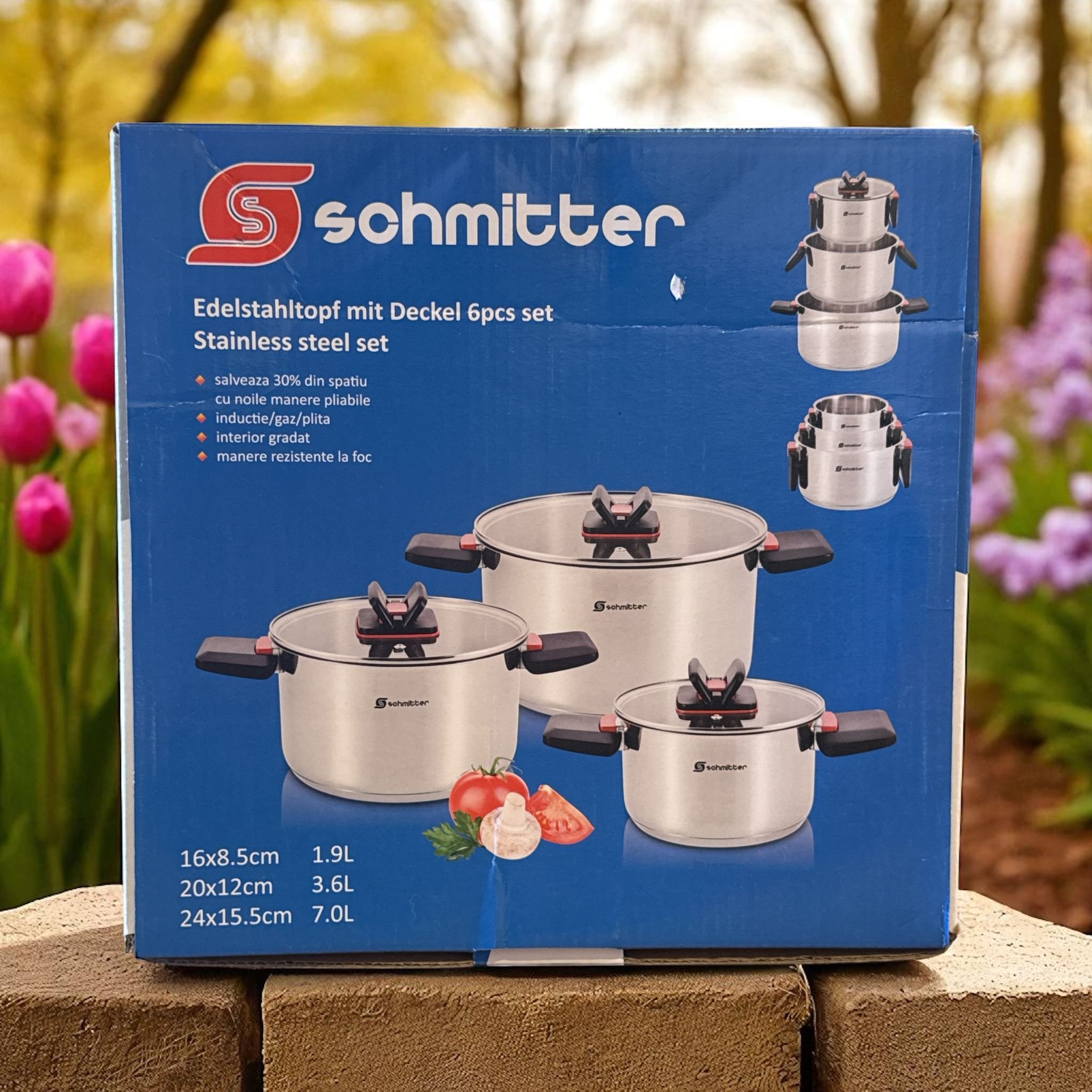 Set 3 Oale Inox Schmitter – Fund Termoradiant, Mânere Pliabile – OFERTĂ LIMITATĂ -38%