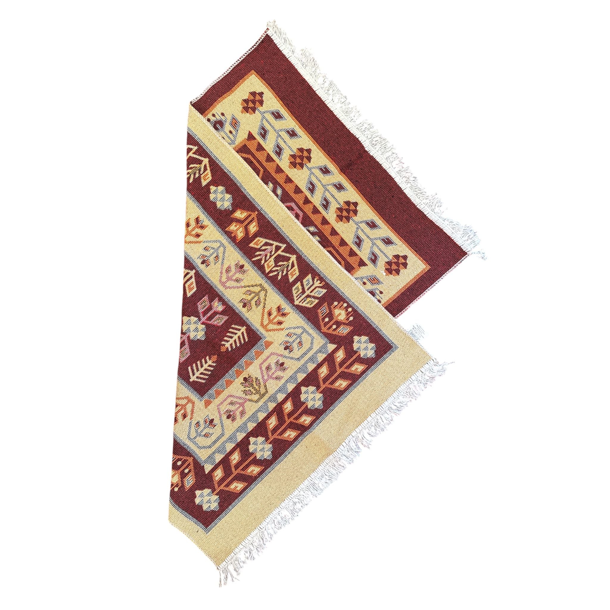 Covor tesut rustic - tradițional, calitate superioară, Maro, 125x80 cm