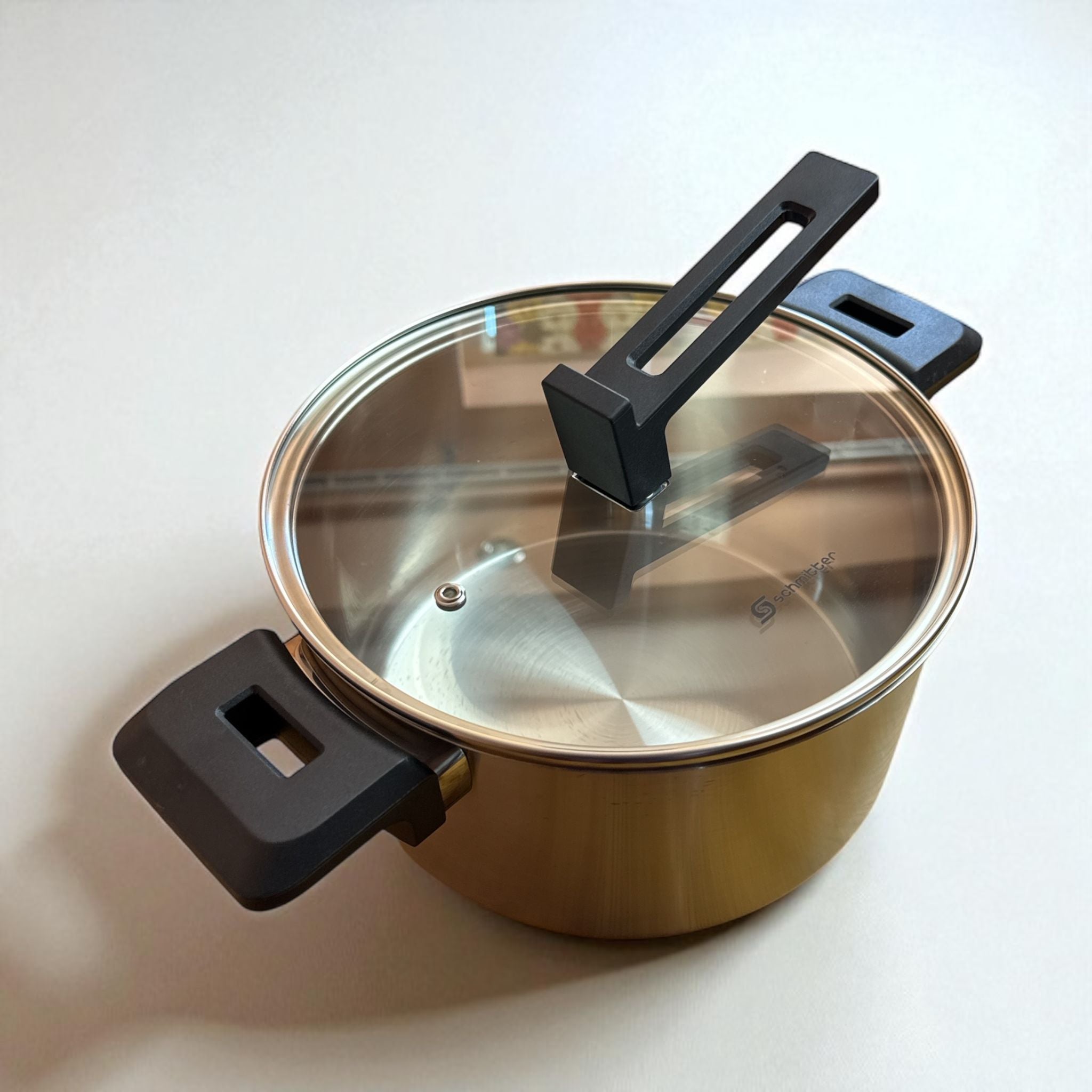 Oală din Inox Schmitter 22 cm / 4L – Capac Inovator & Fund 5 Straturi