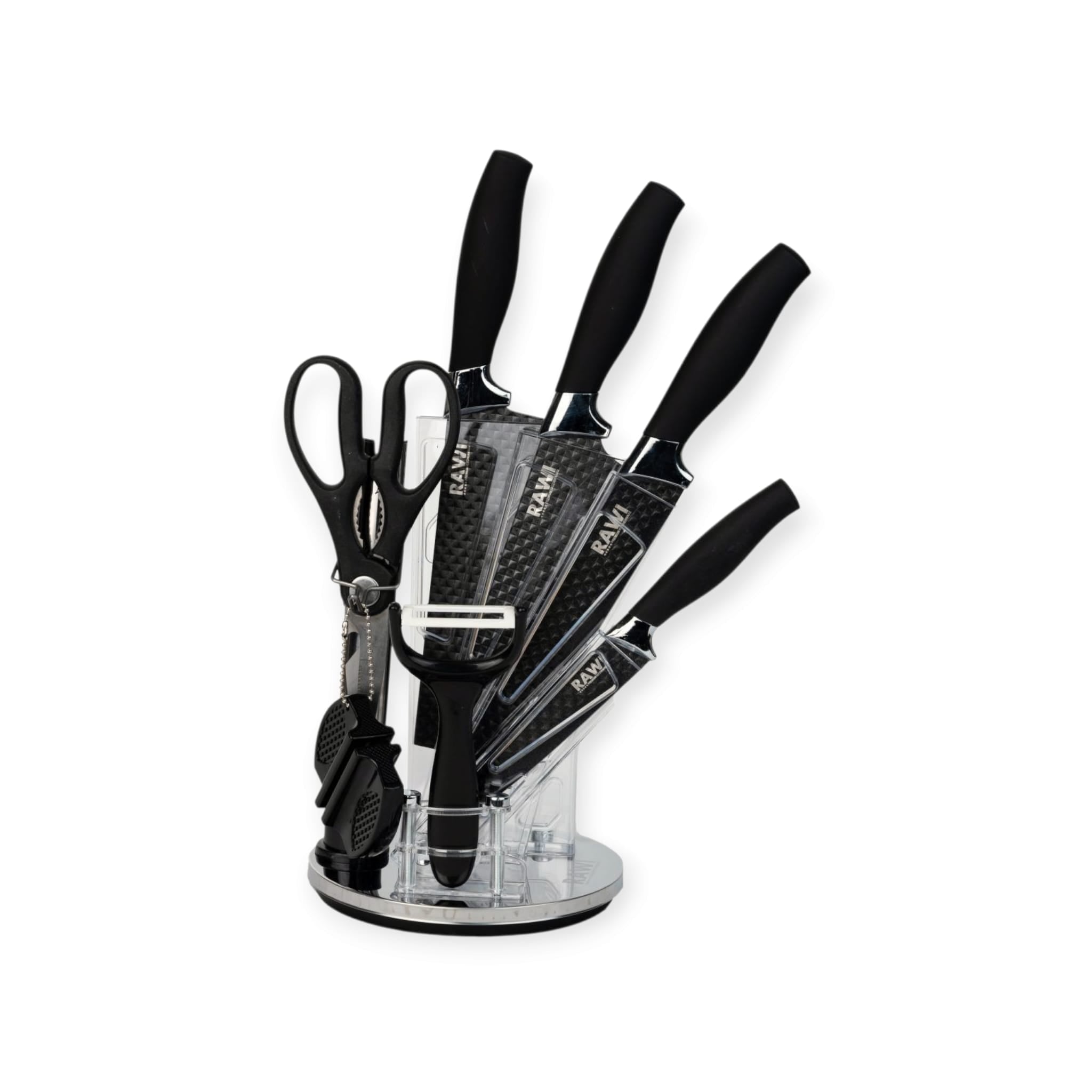 Set Cuțite 8 piese + Suport scurgator vase 39,5x24x28 cm