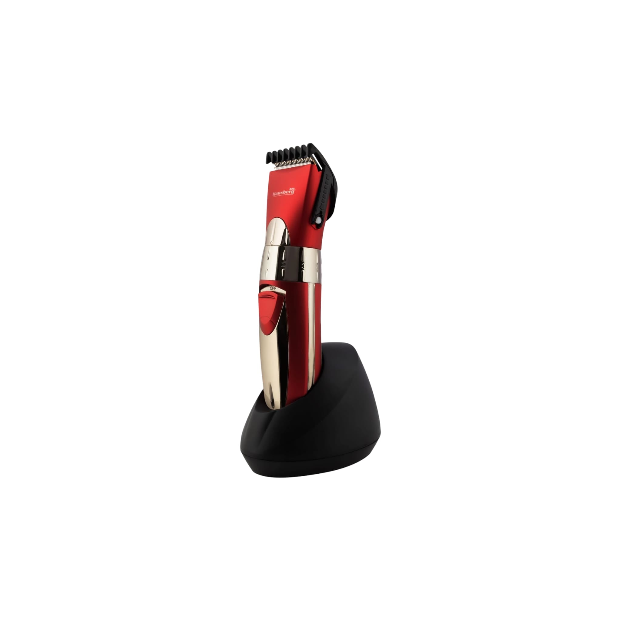 Masina de tuns reincarcabila, HAUSBERG HB-64RS, cu adaptor, rosu