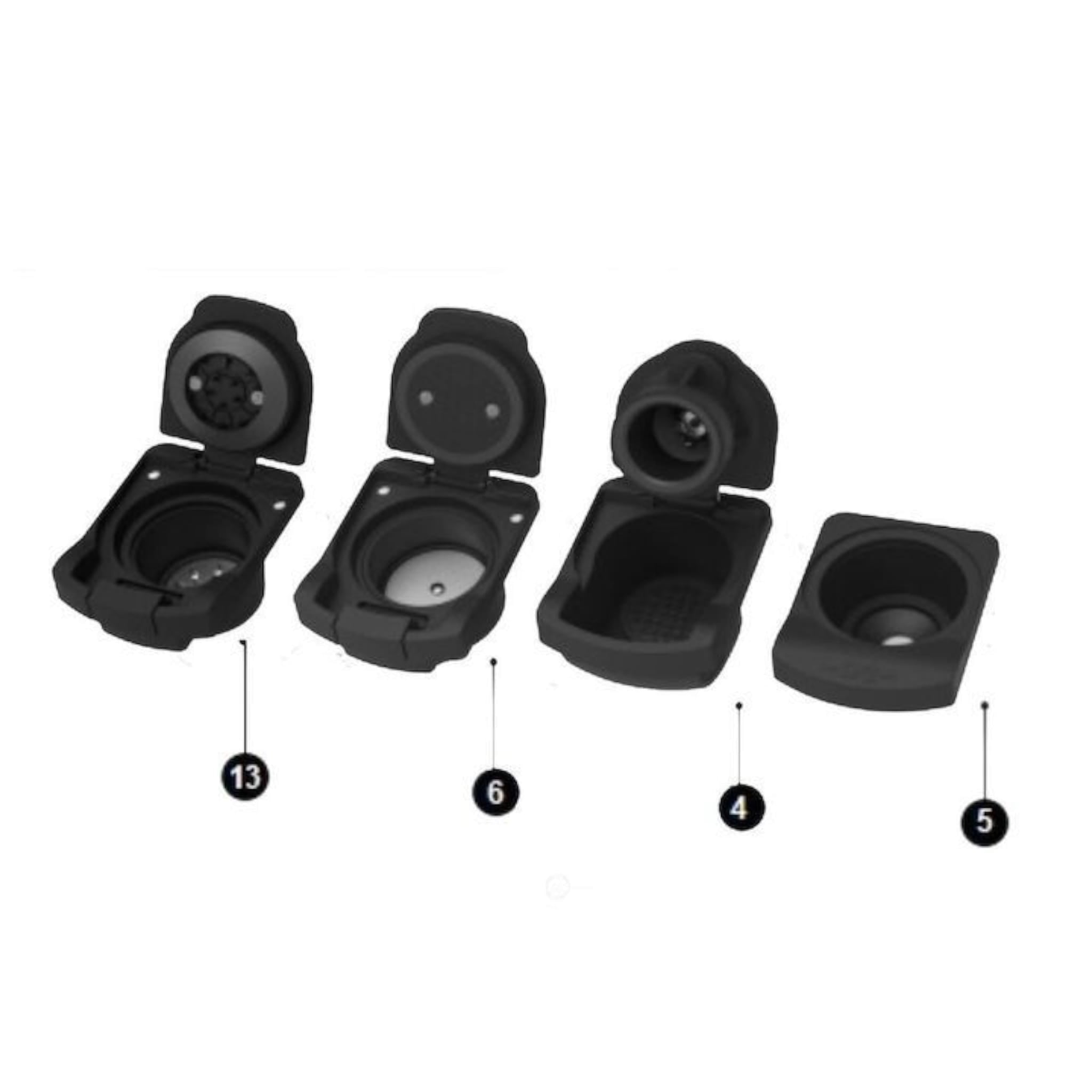 Espressor 4 in 1, Multi-Capsule, HAUSBERG HB-3735AB, 1400 W, 15 bari, functie eco, capacitate rezervor 850 ml, Alb-Negru