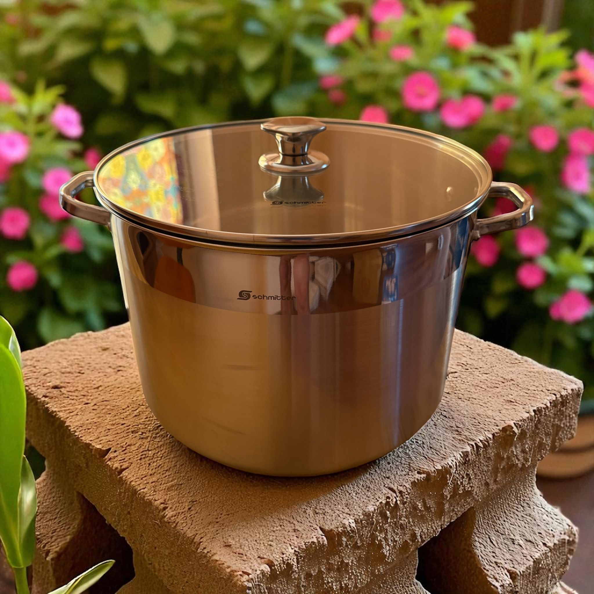 Oală din Inox Schmitter 32 cm / 17L – Fund Termoradiant 5 Straturi & Capac din Sticlă