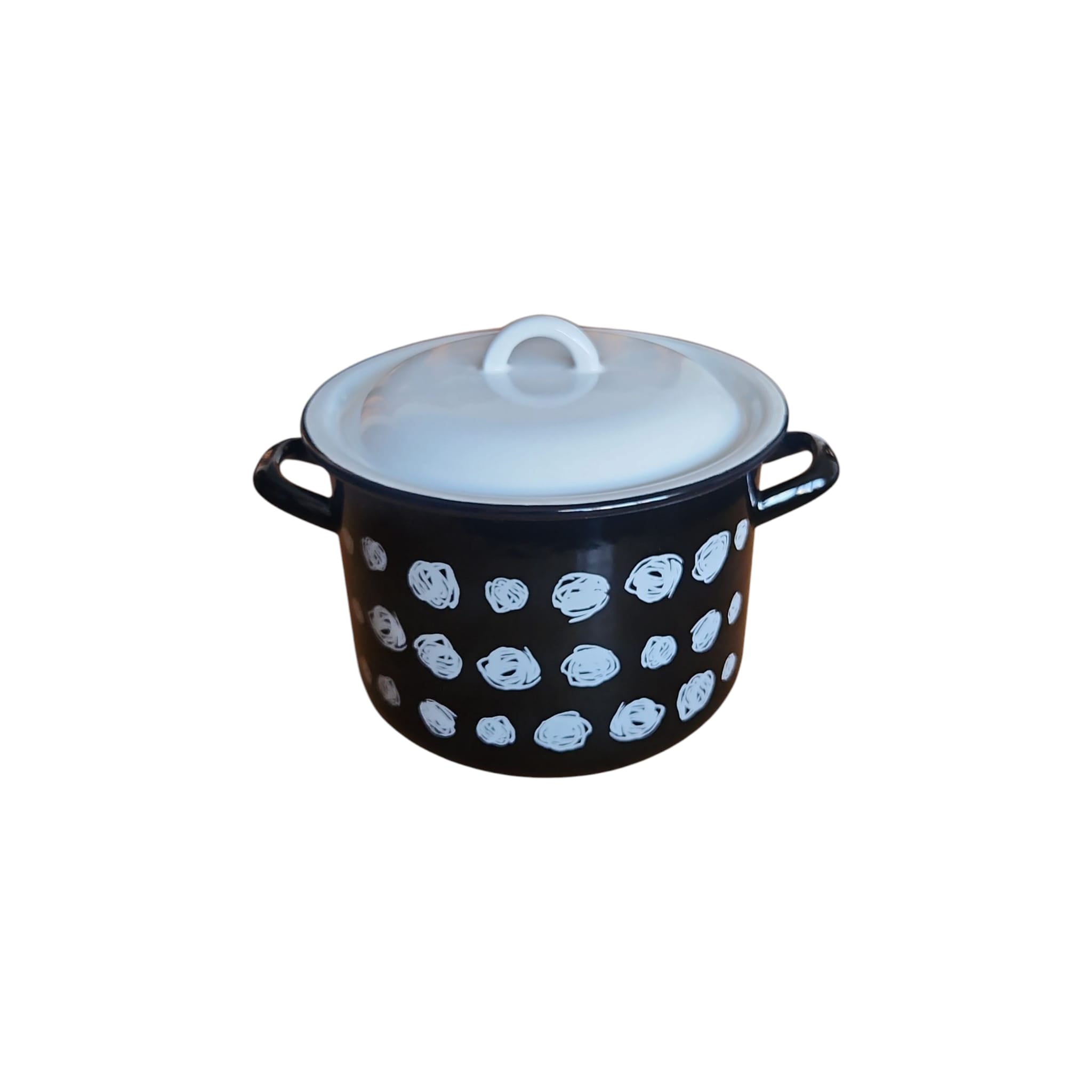 Set Oala Emailată, decor, cu capac 2+39-22 CM, 6,5 LITRI