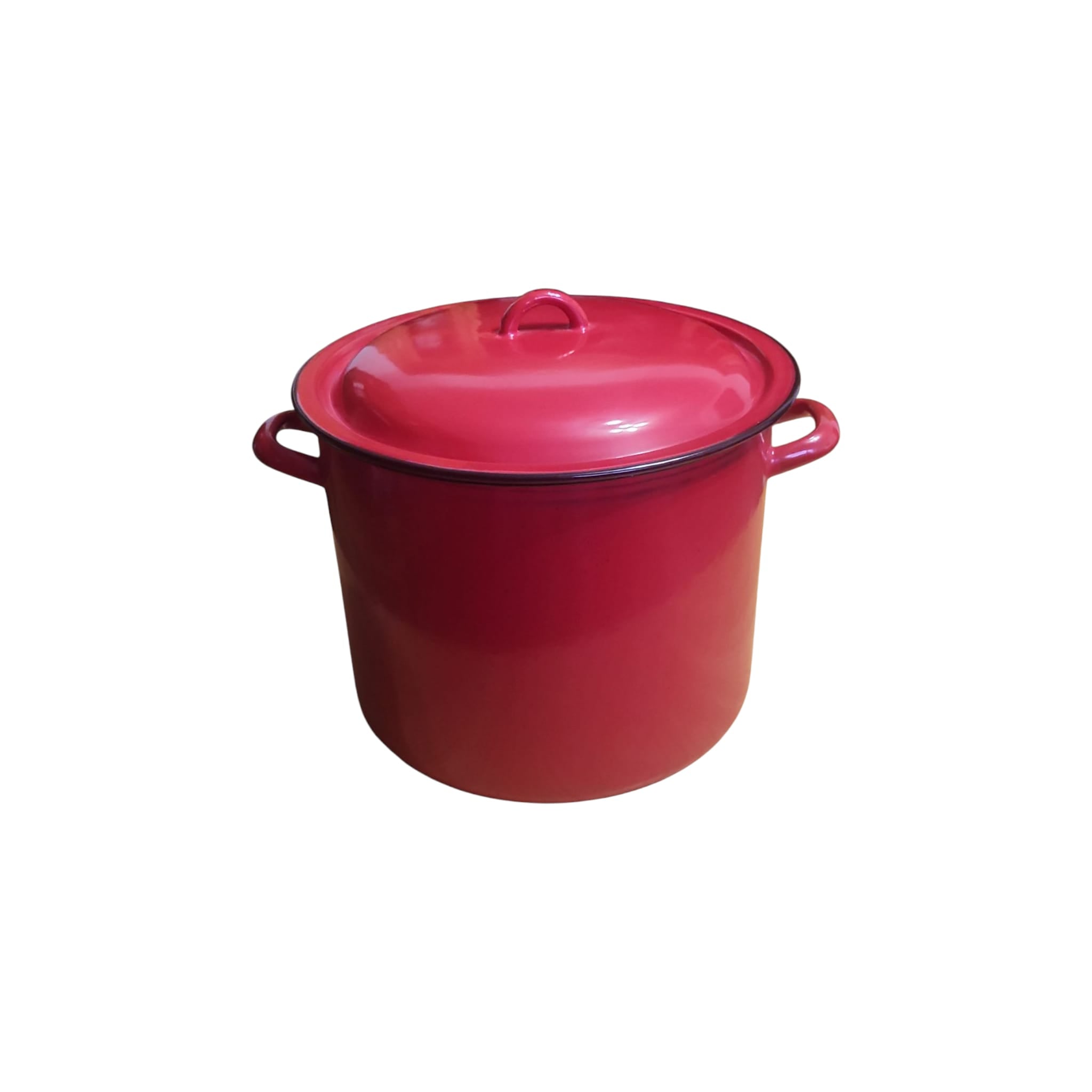 Oala cu capac, Emailata, rosie 18 litri, 30 cm