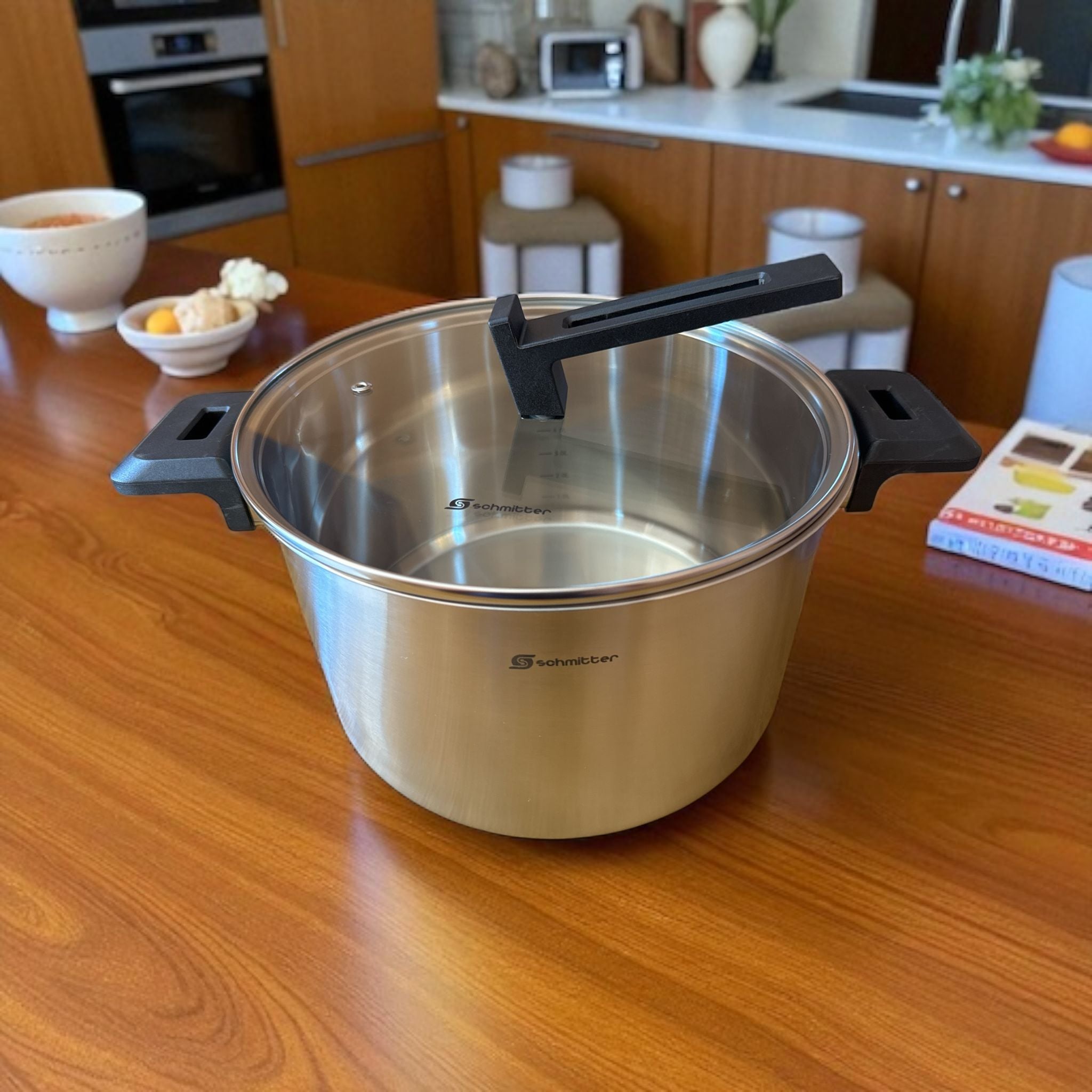 Oală Mare din Inox Schmitter – 8 Litri, Fund 5 Straturi pentru Gătit Uniform