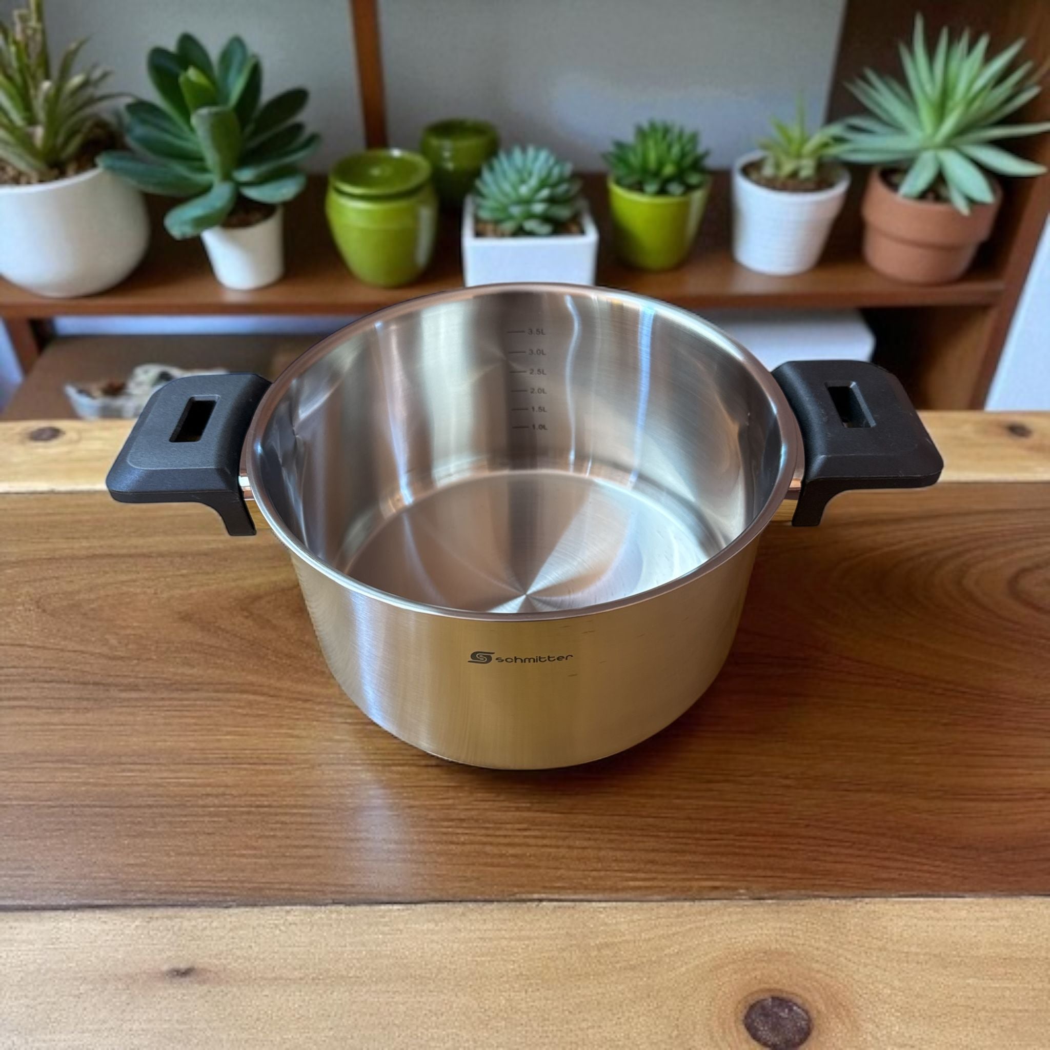 Oală din Inox Schmitter 22 cm / 4L – Capac Inovator & Fund 5 Straturi