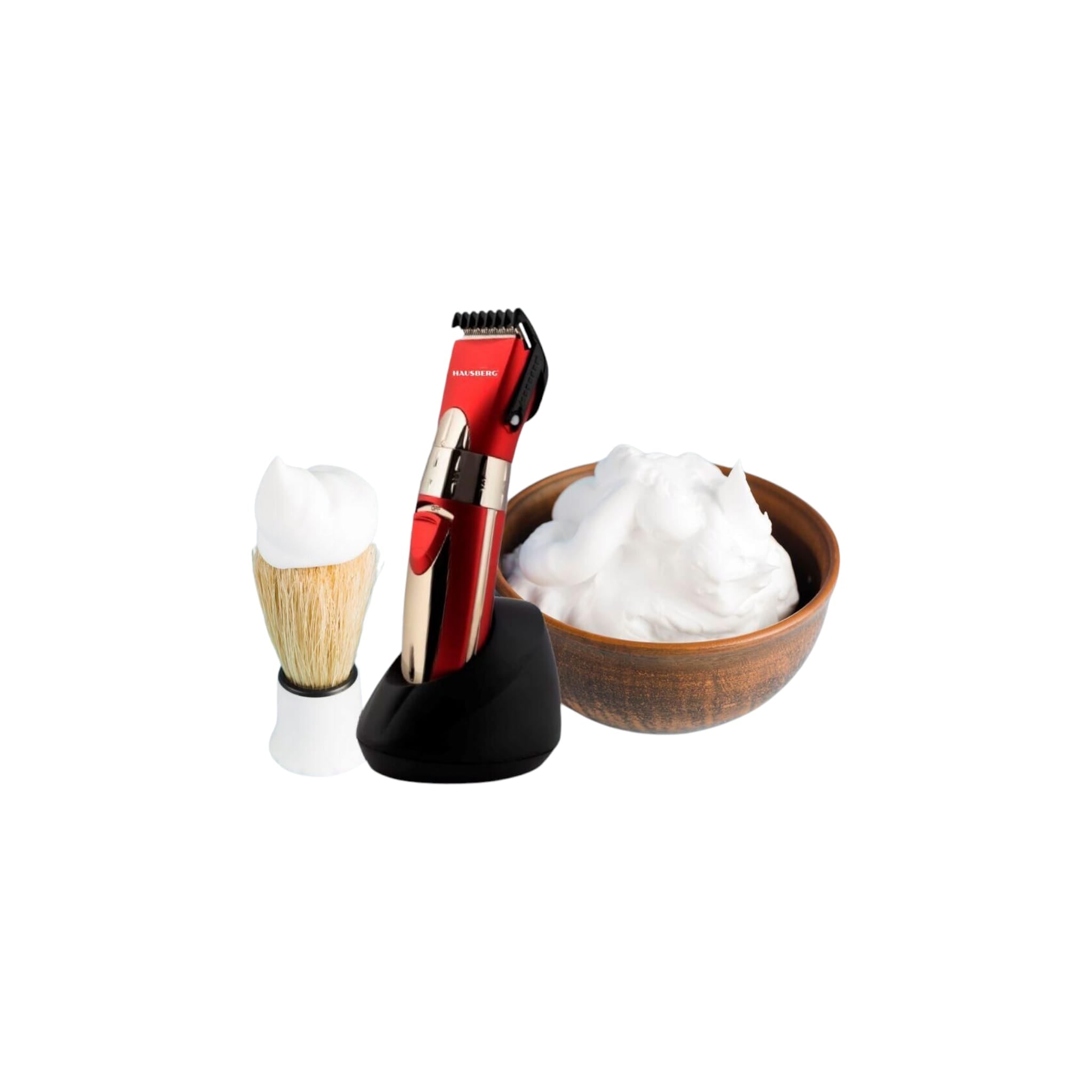 Masina de tuns reincarcabila, HAUSBERG HB-64RS, cu adaptor, rosu