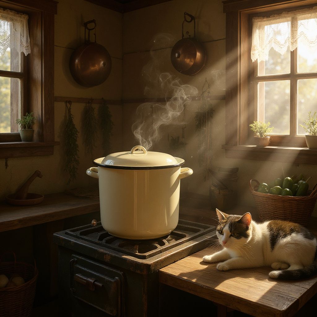 🥘 Oală Emailată 15 Litri cu Capac – Ideală pentru Gătit Tradițional
