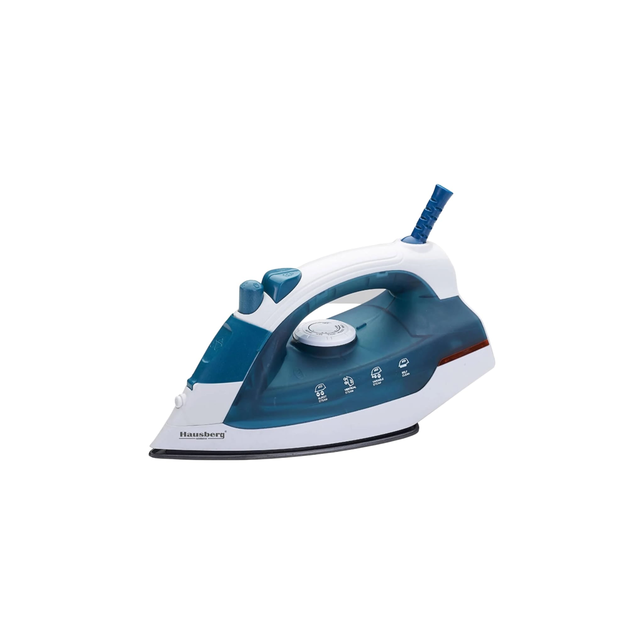 Fier de calcat, Hausberg HB-7850BL, 2000 W, talpa din otel, invelis ceramic, rezervor apa 130 ml