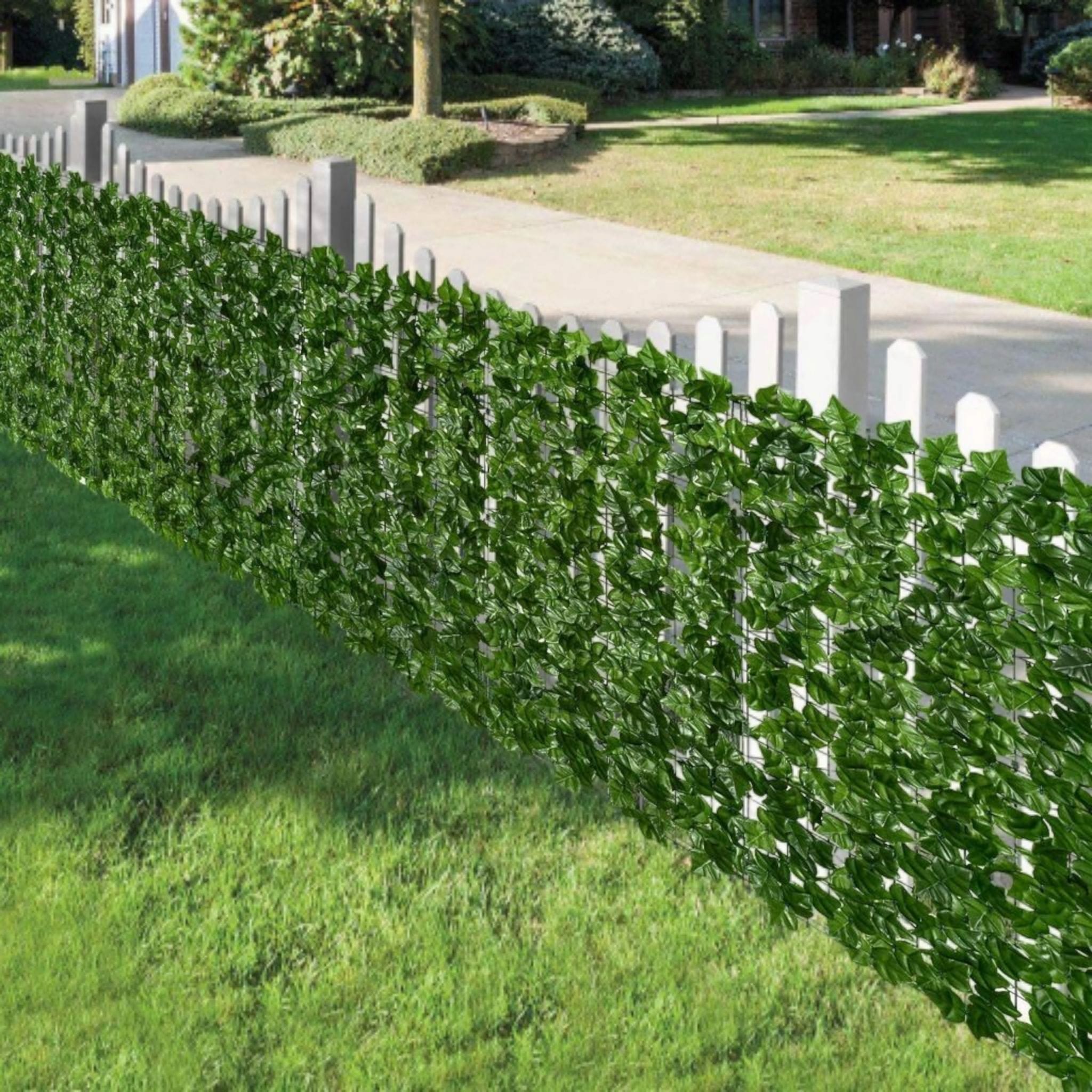 Gard artificial verde cu frunze, 300x100 cm