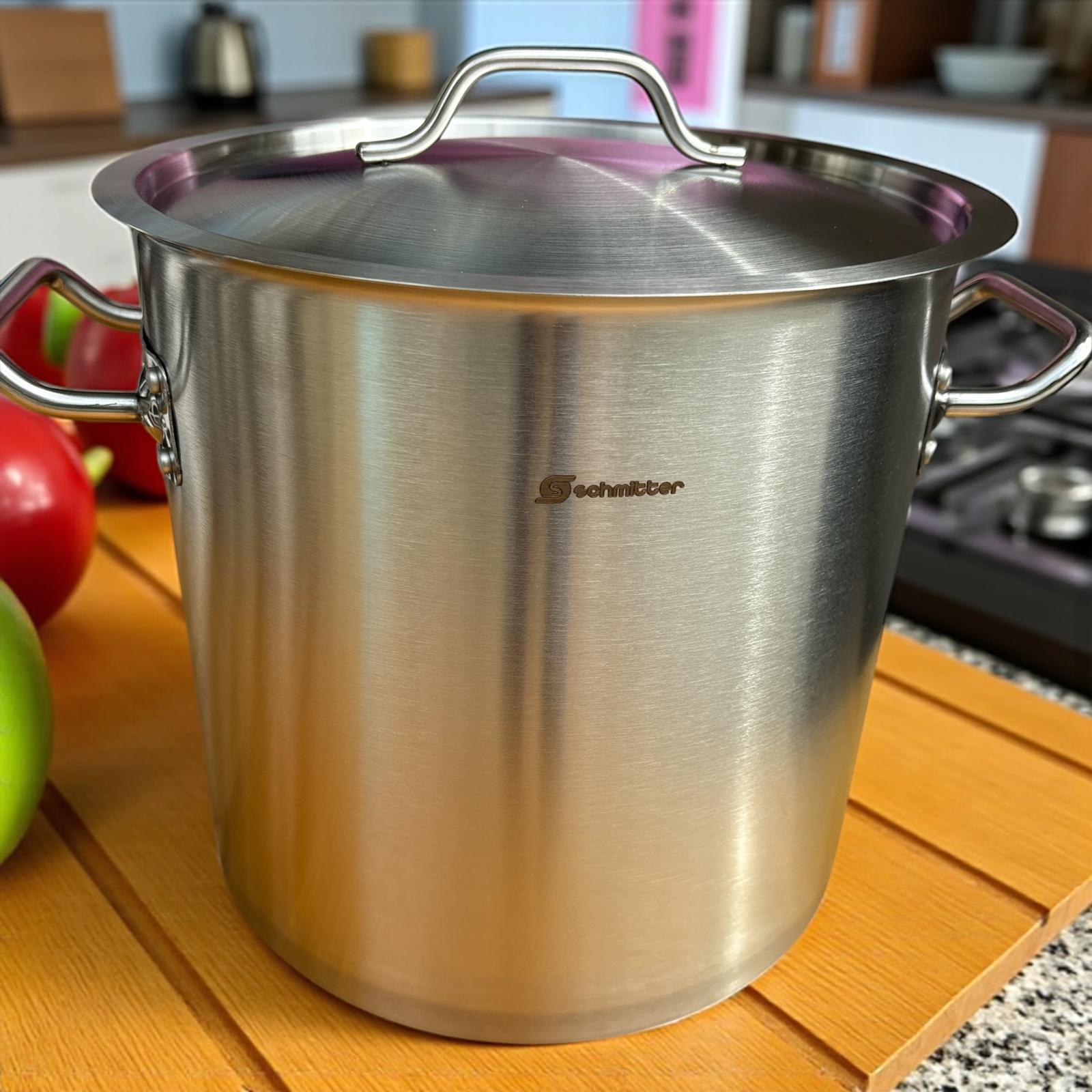 Oală Cilindrică Profesională din Inox Schmitter 28×28 cm, 17 Litri, cu capac – Rezistentă și durabilă