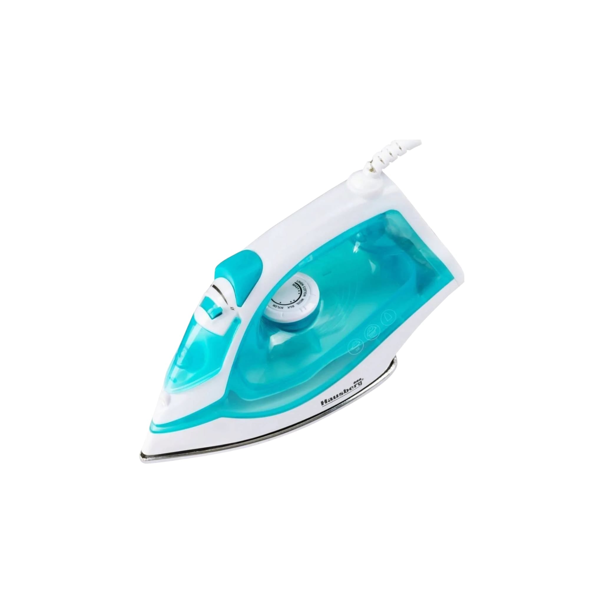Fier de calcat, Hausberg HB-7850BL, 2000 W, talpa din otel, invelis ceramic, rezervor apa 130 ml