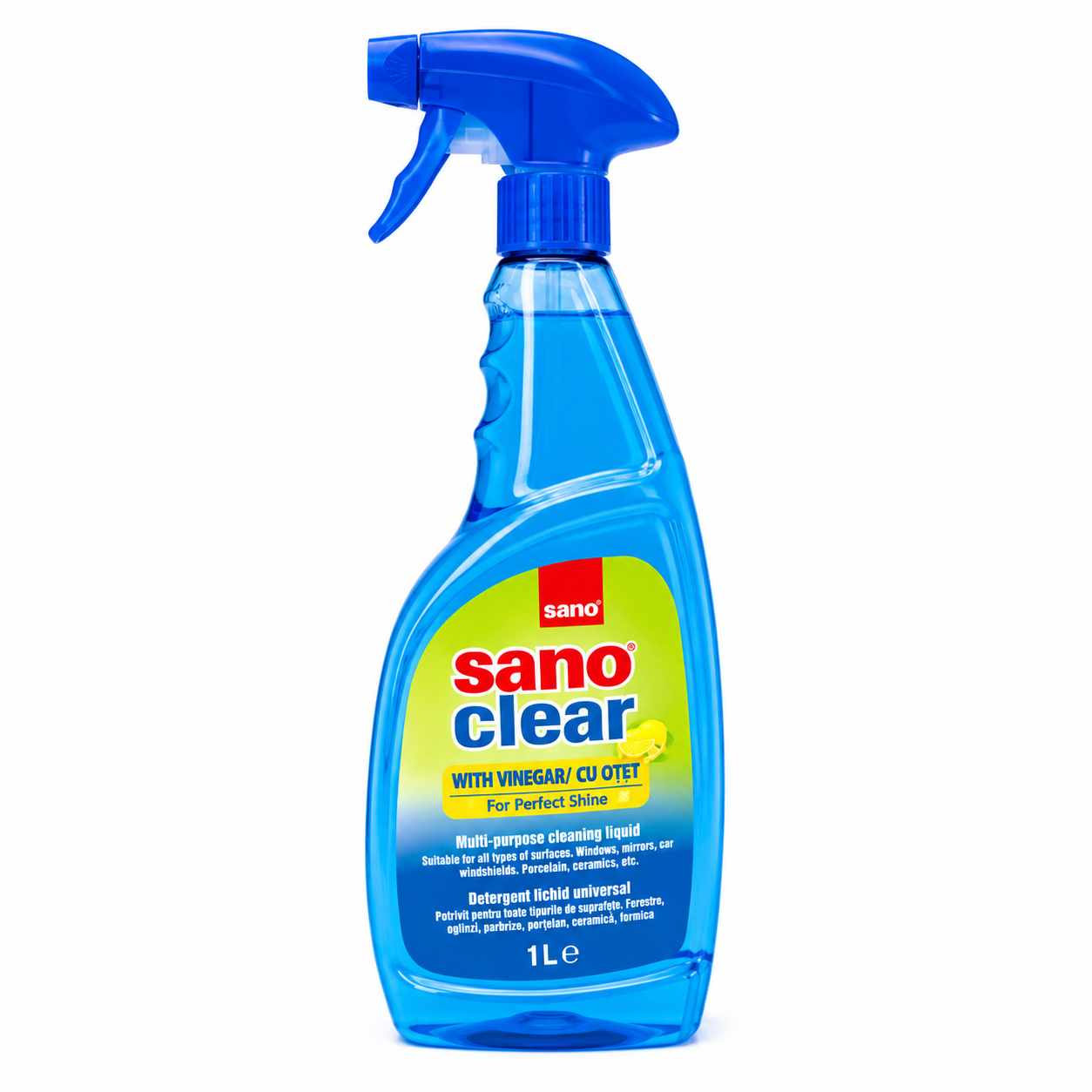Spray Universal Sano Clear cu Otet pentru Geamuri si Suprafete 1 L
