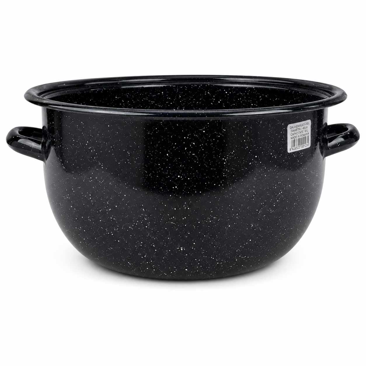 Oala Emailata Bombata Neagra cu Picatele 11 Litri 28 cm