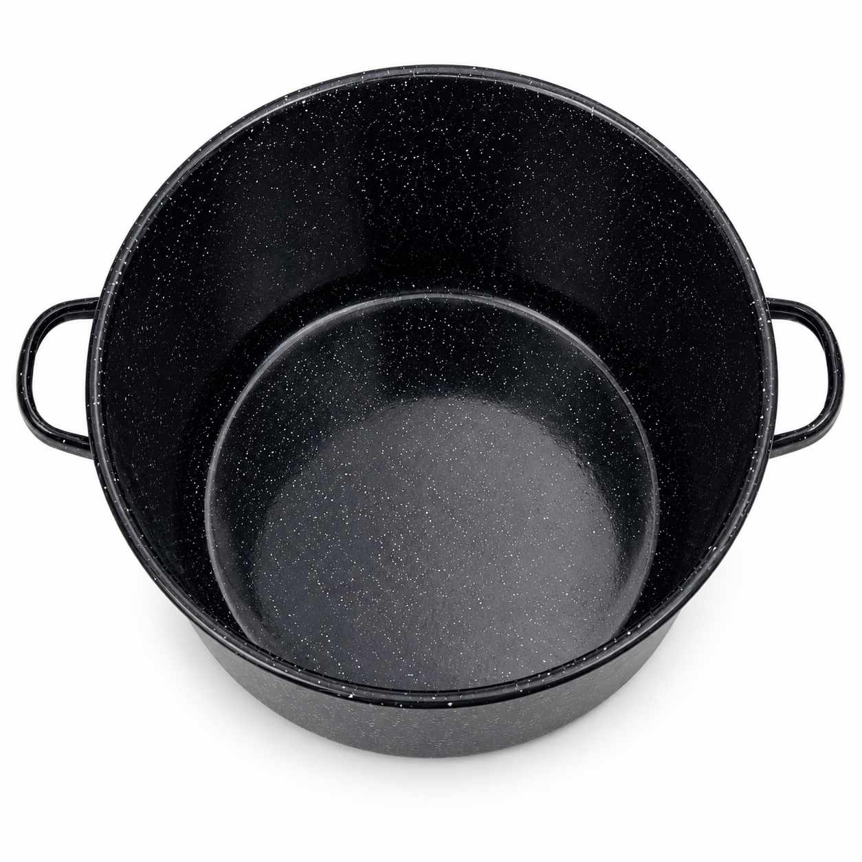 Oala Emailata Neagra cu Picatele si Capac 30 Litri 36 cm