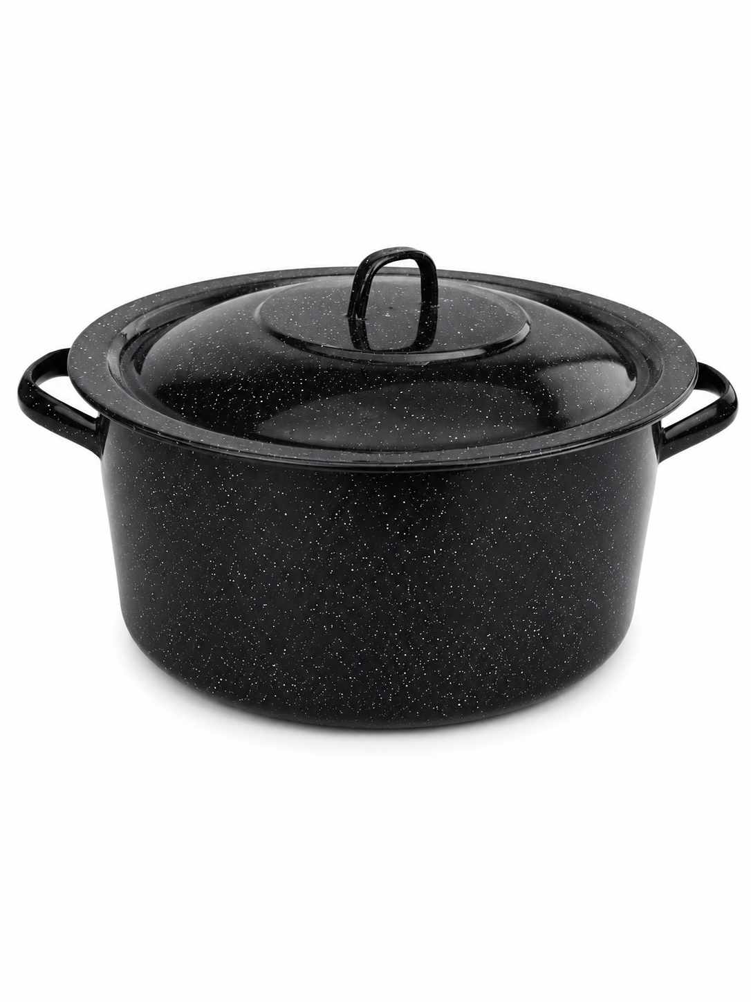 Oala Emailata cu Capac 30 Litri 36 cm Negru cu Picatele