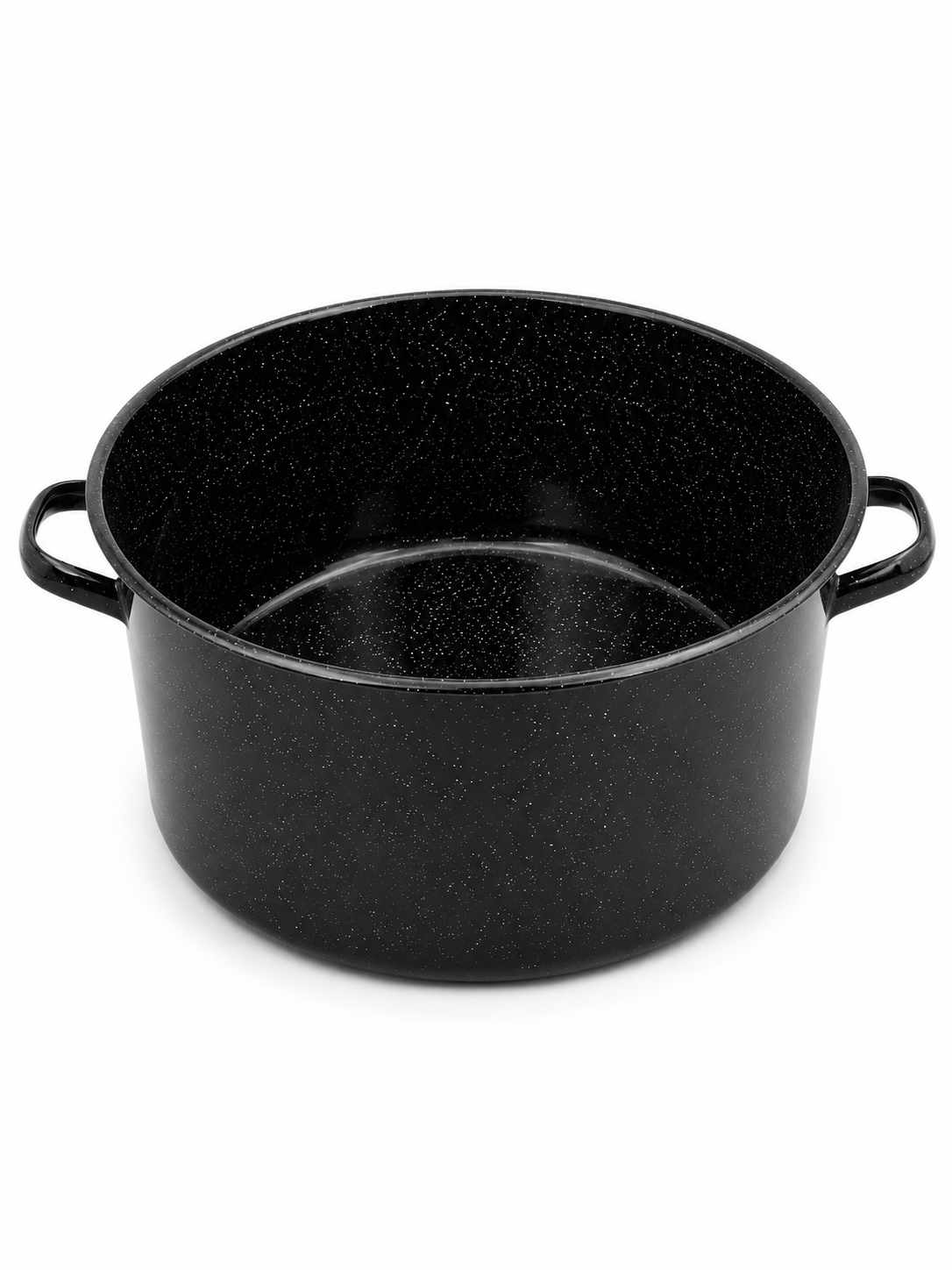 Semi Oala Emailata cu Capac 40 cm Negru cu Picatele